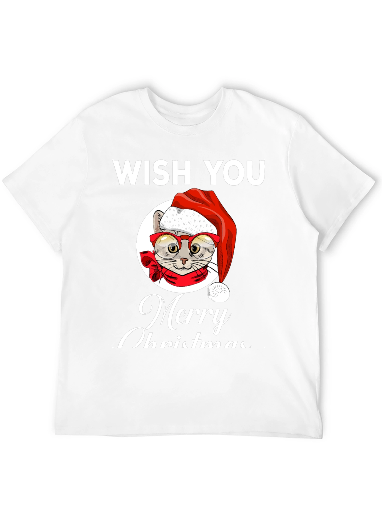 Wish You Merry Christmas Cat T-Shirt