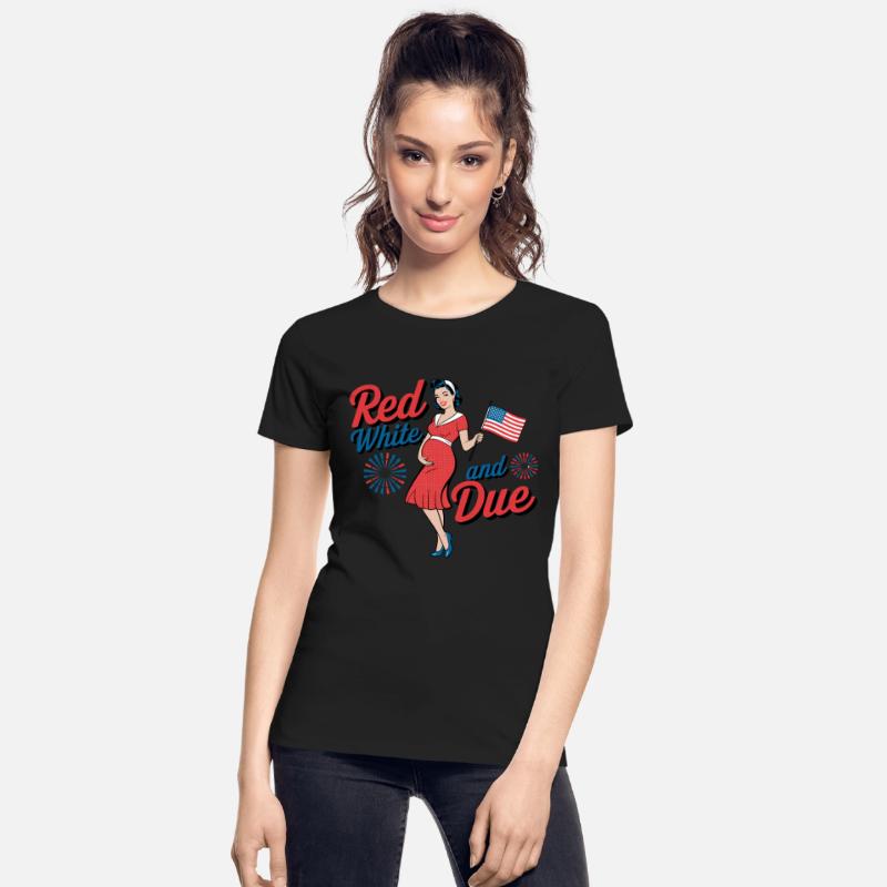 Red White and Due Funny Patriotic Pregnancy USA