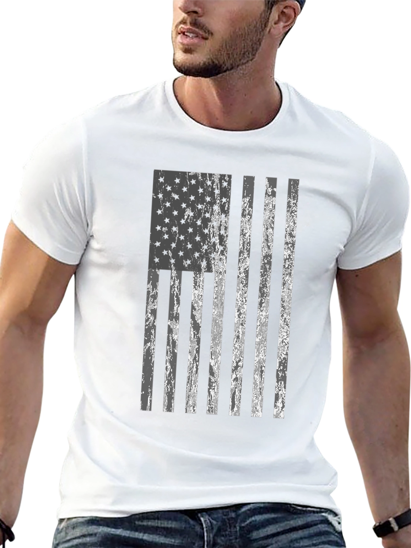 Distressed American Flag Graphic T-Shirt