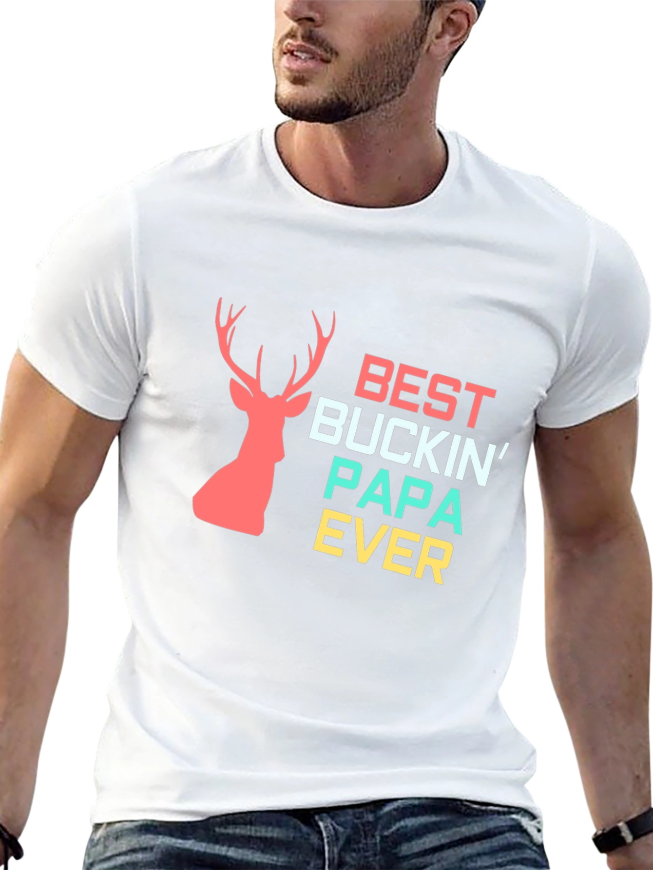 Best Buckin Papa Ever Black Graphic Tee