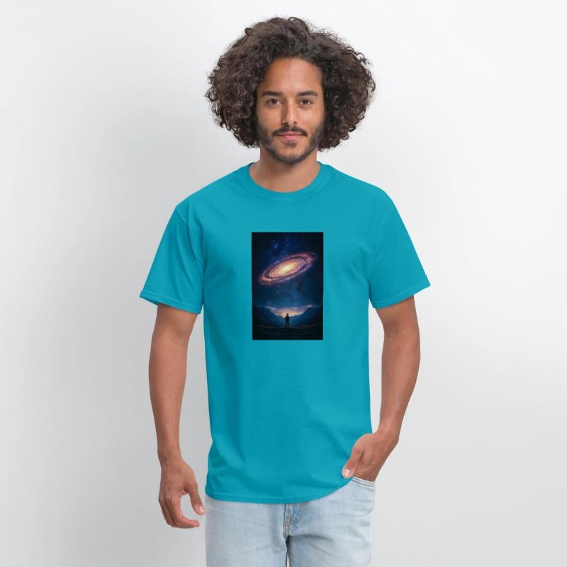 Stargazer Beneath a Cosmic Spiral