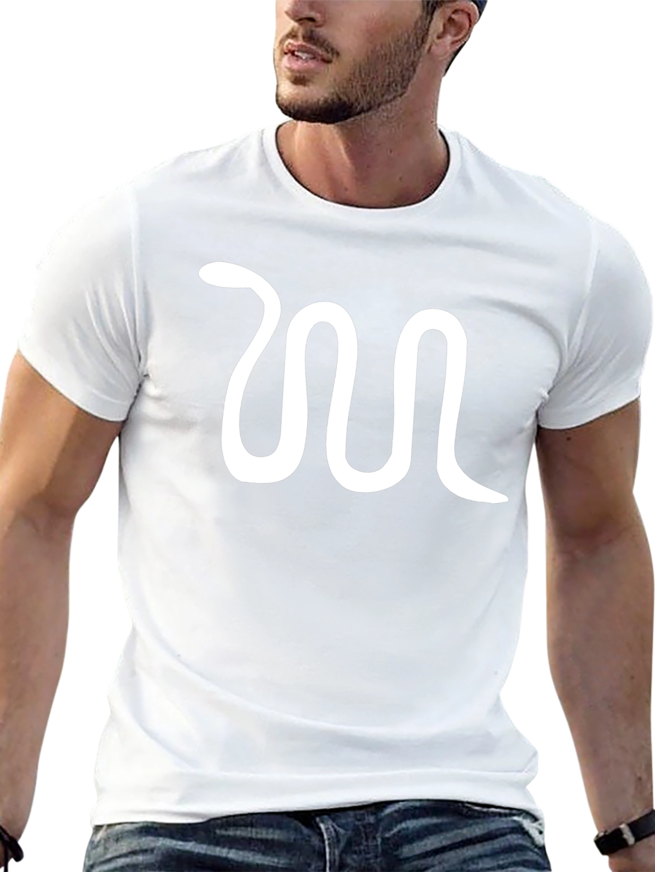 Mens Black T-Shirt with Snake Graphic