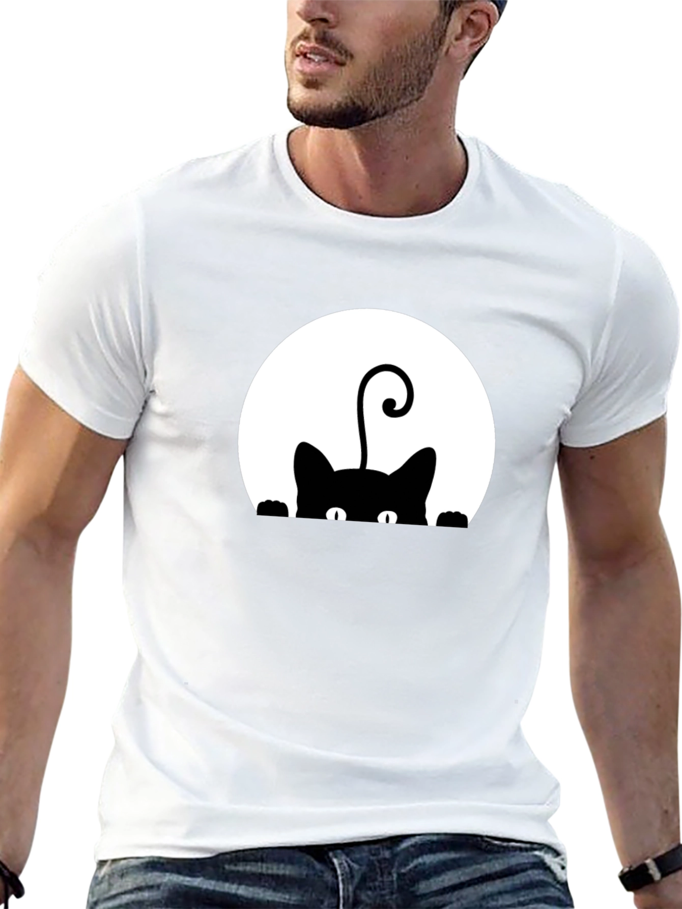 Black Cat Peek-a-Boo Graphic T-Shirt