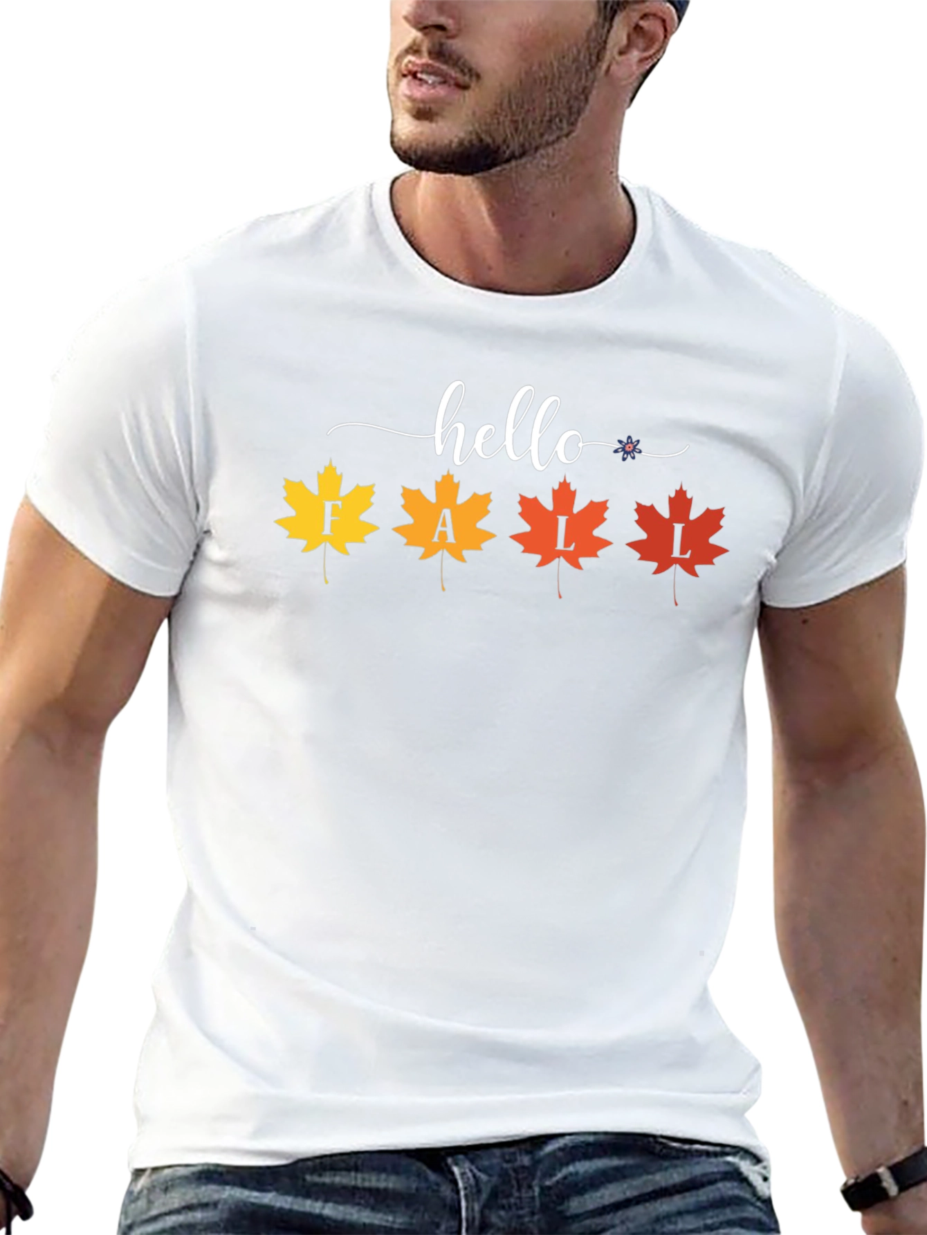 Hello Fall Maple Leaf Graphic Tee - Autumn Style