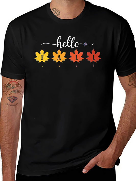 Hello Fall Maple Leaf Graphic Tee - Autumn Style