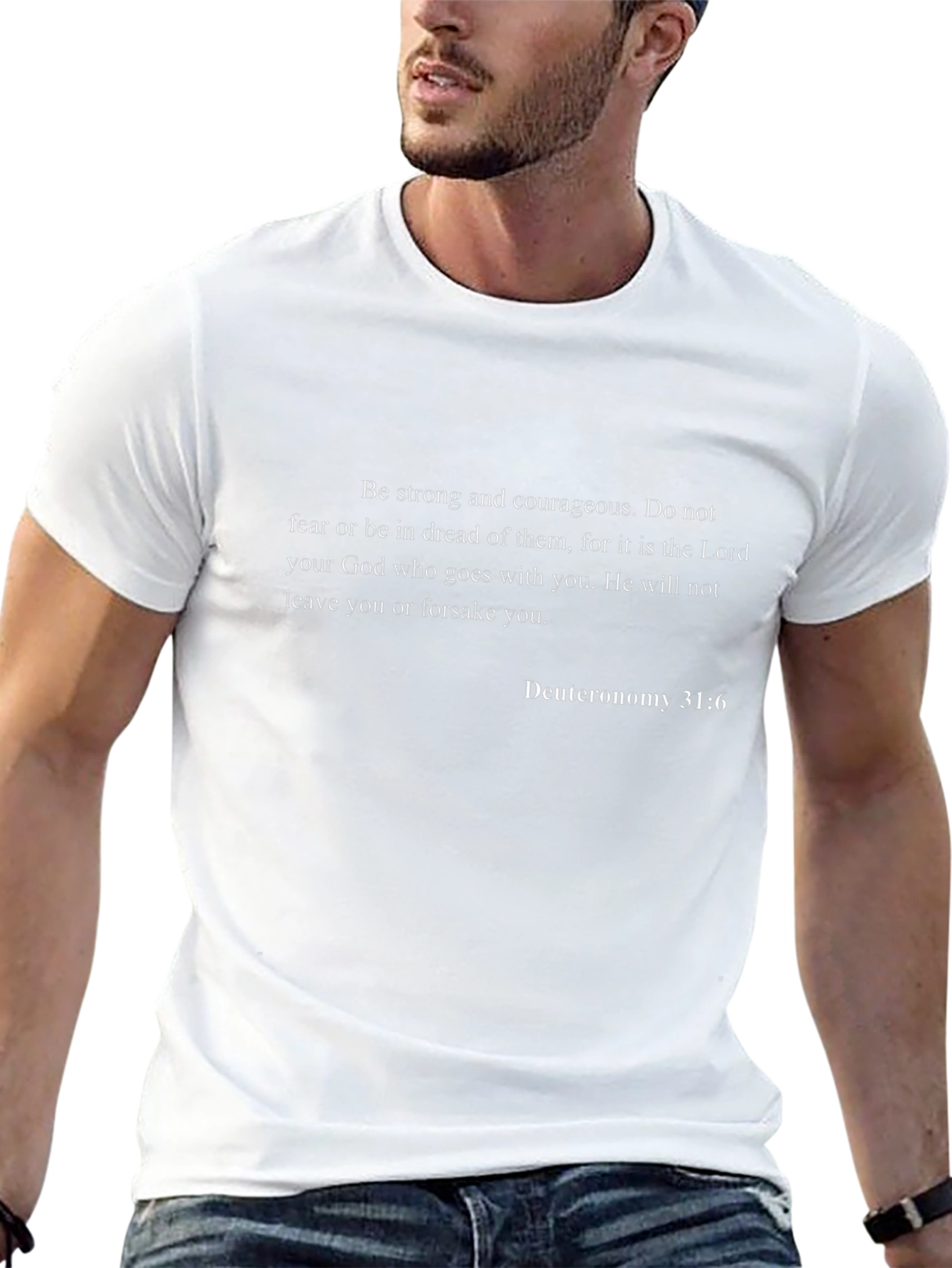 Deuteronomy 31:6 Black Christian T-Shirt