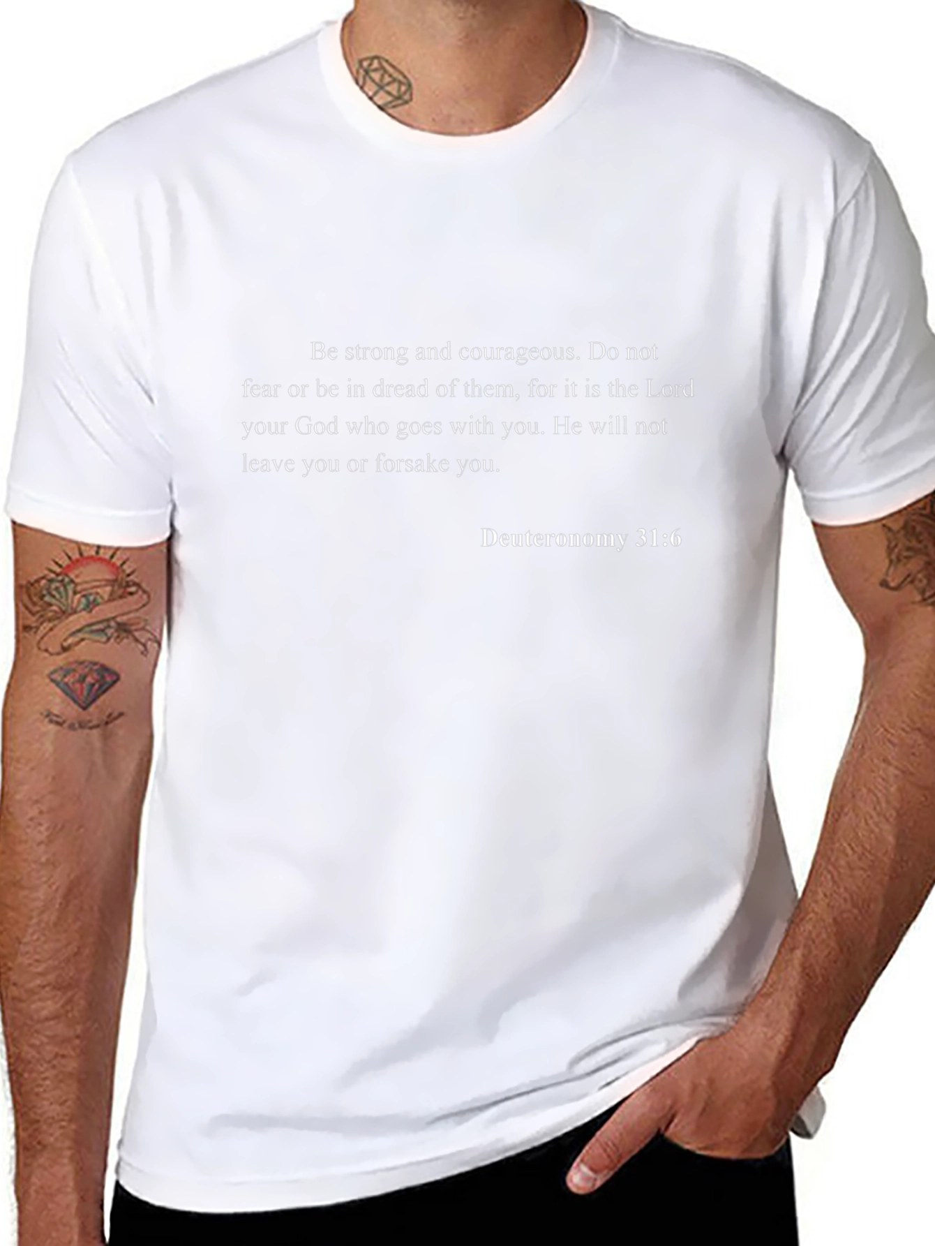 Deuteronomy 31:6 Black Christian T-Shirt