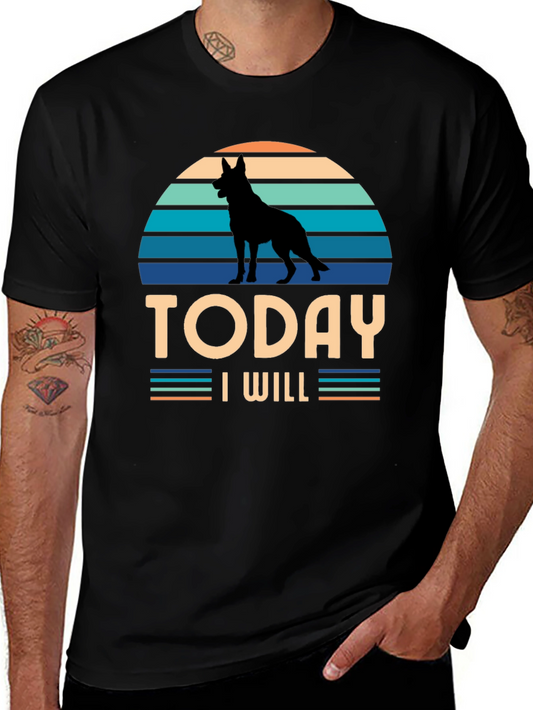 Dog Silhouette Retro T-Shirt - Today I Will