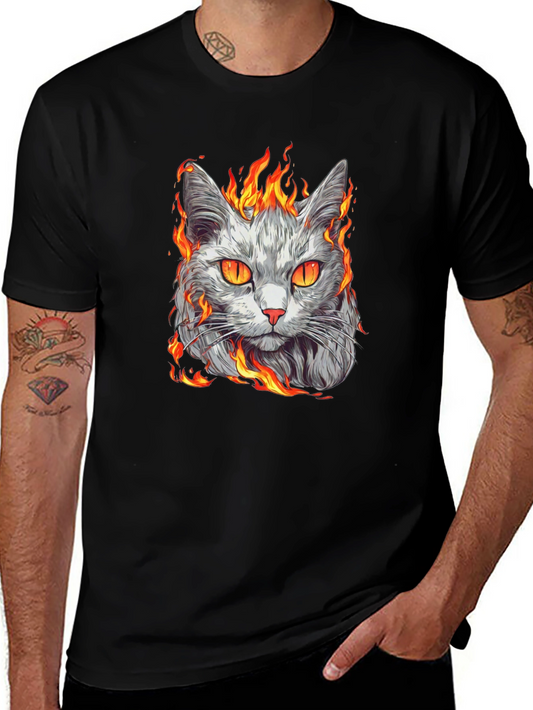 Fiery Cat Graphic T-Shirt