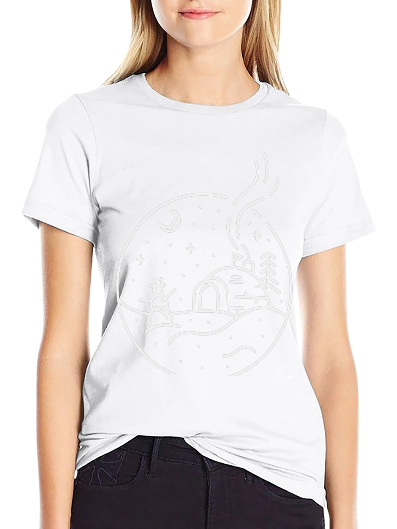 Winter Scene Graphic Tee - Black
