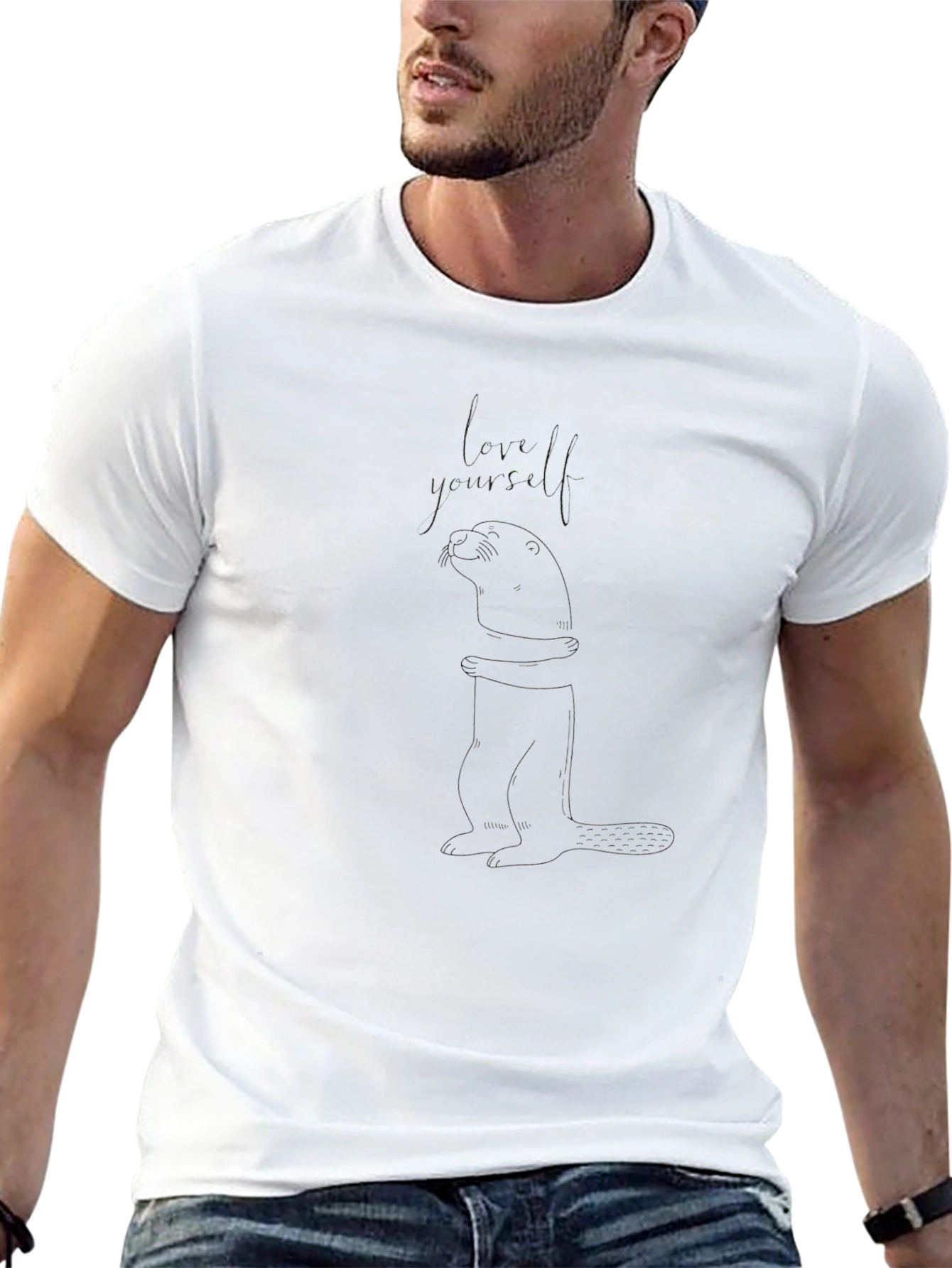 Unisex Black Graphic Tee - Otter Design