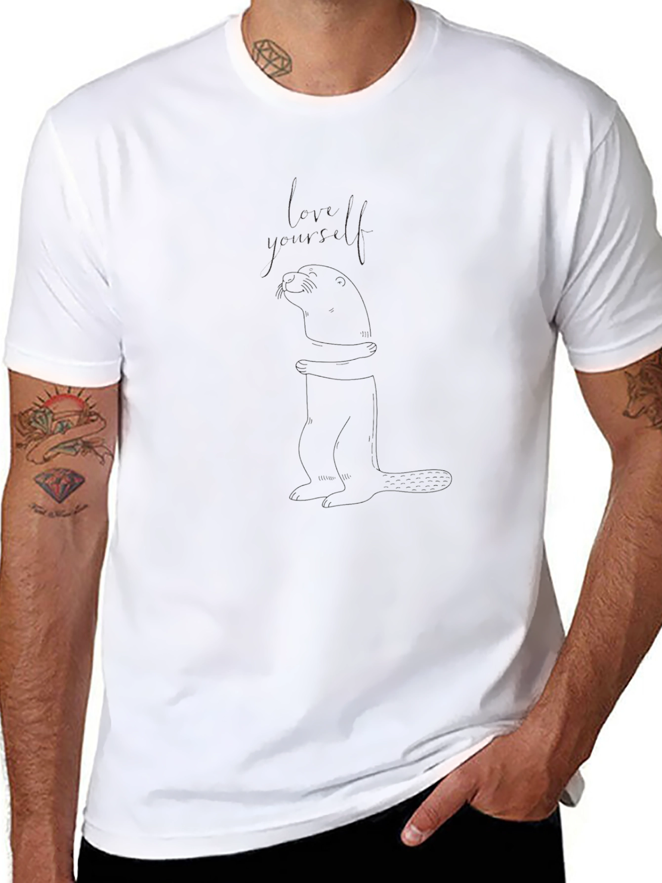 Unisex Black Graphic Tee - Otter Design