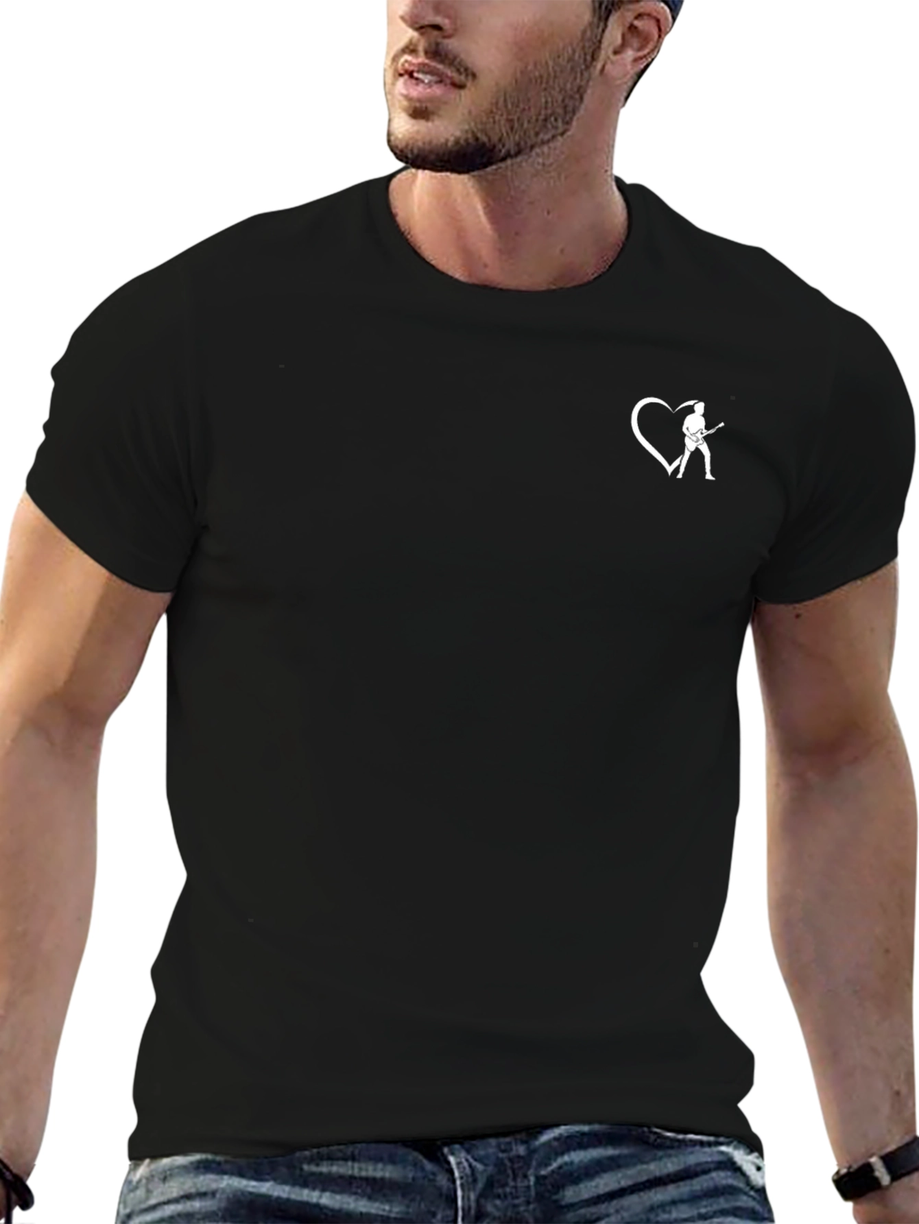 Black Guitar Heart Graphic Tee