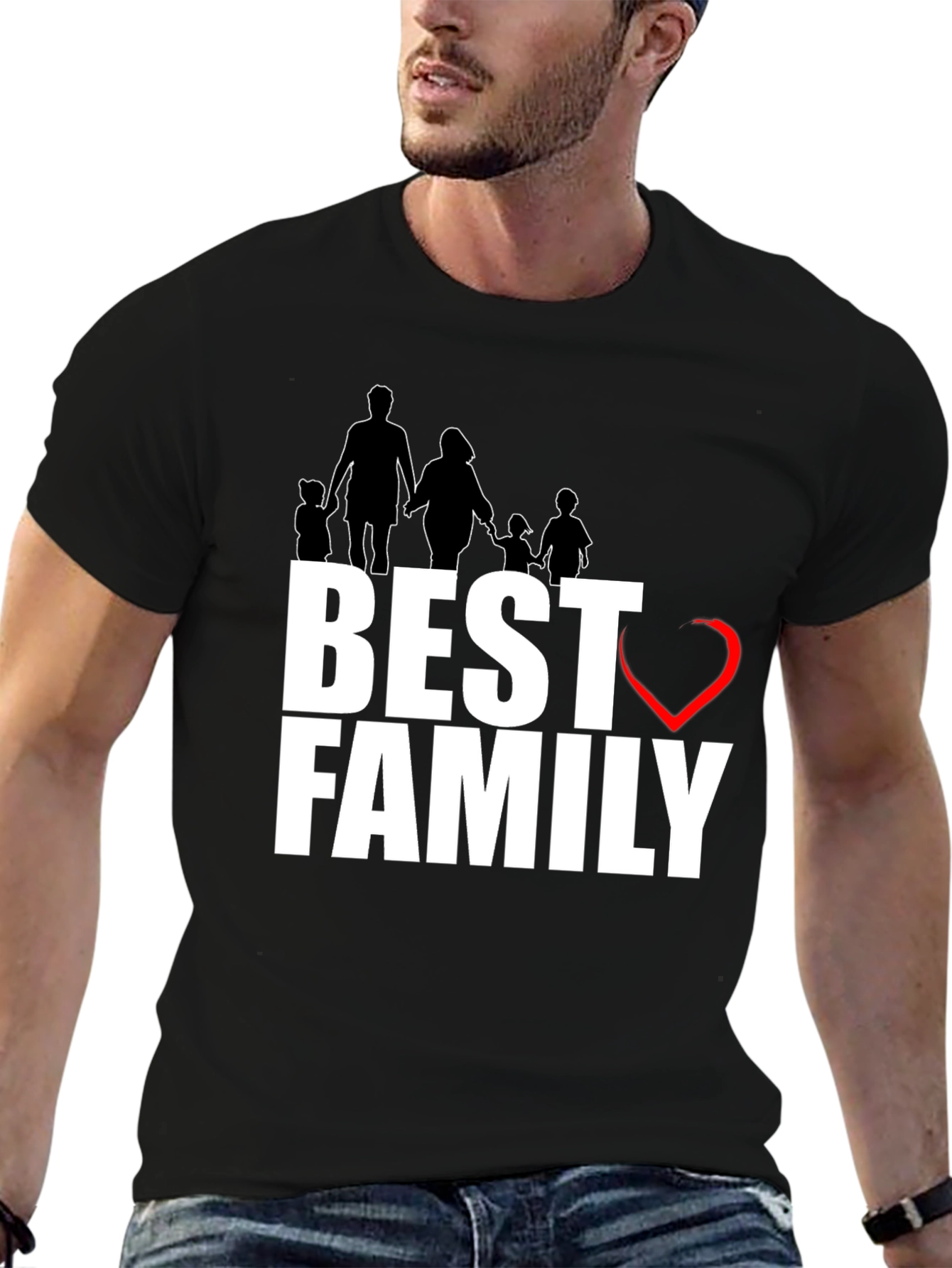 Best Family T-Shirt - Love Design Black Cotton Tee