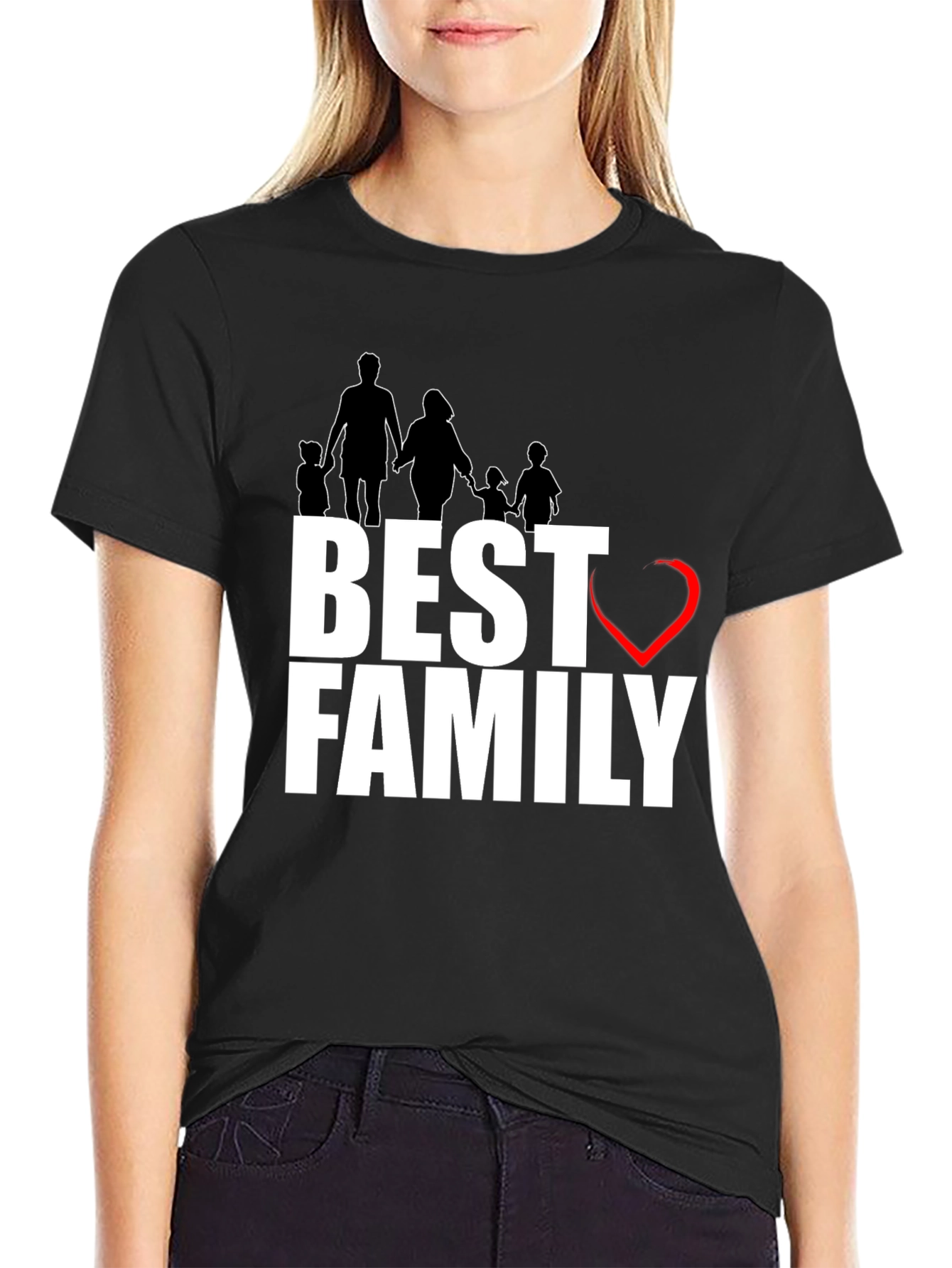 Best Family T-Shirt - Love Design Black Cotton Tee