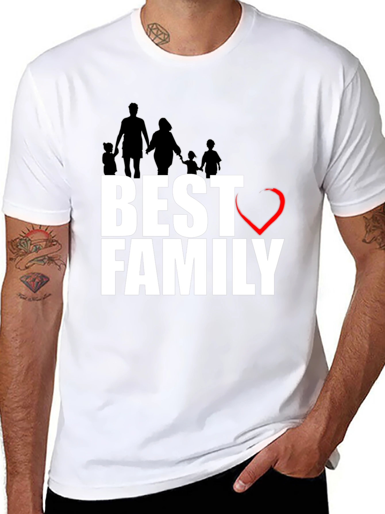 Best Family T-Shirt - Love Design Black Cotton Tee