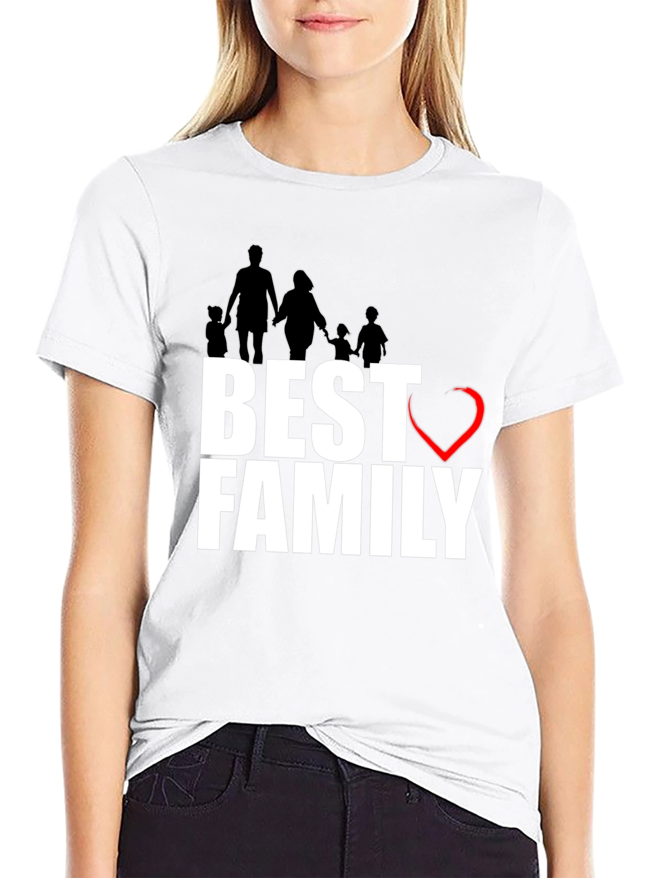 Best Family T-Shirt - Love Design Black Cotton Tee