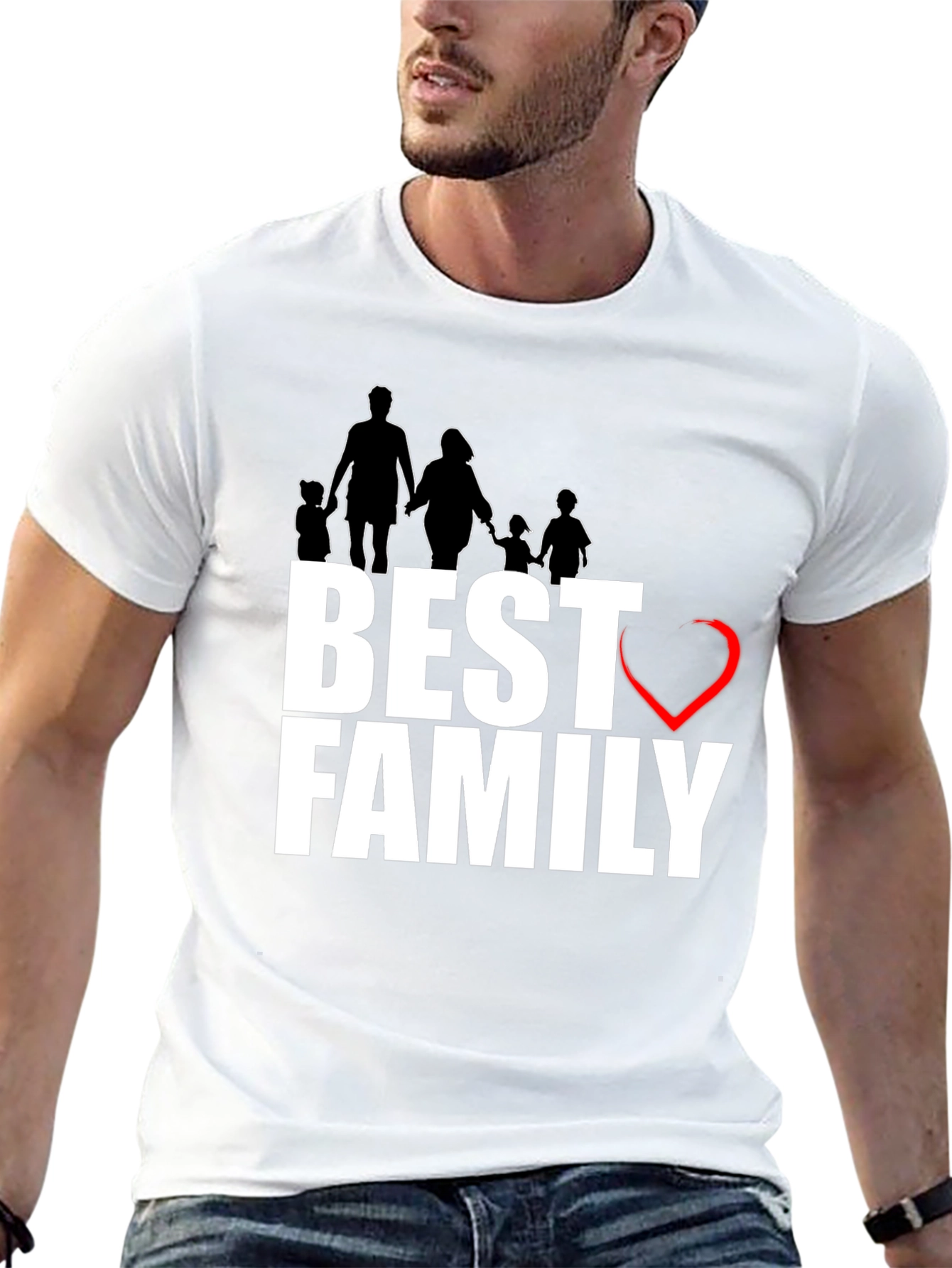 Best Family T-Shirt - Love Design Black Cotton Tee