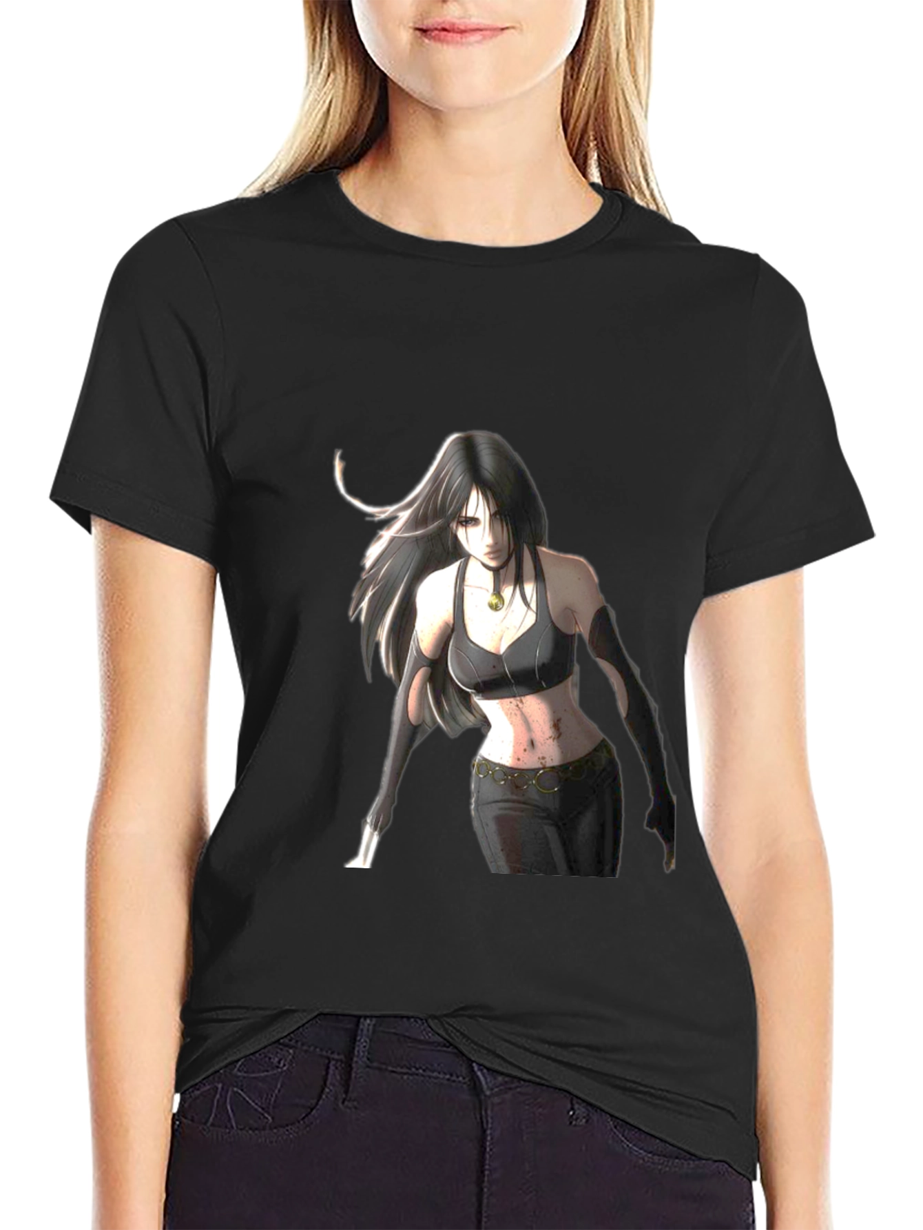 Anime Girl Graphic Black T-Shirt
