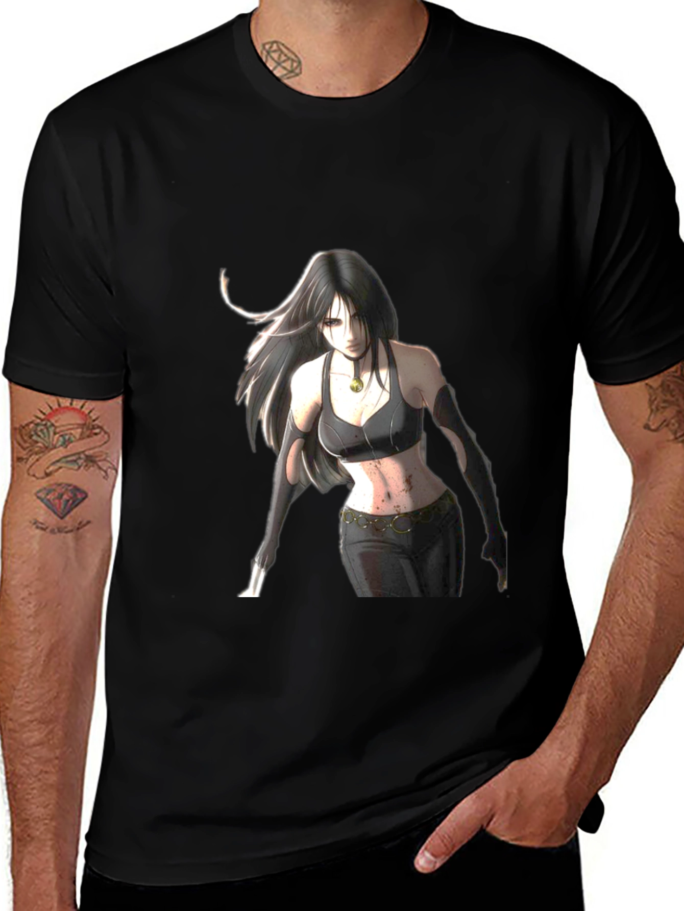 Anime Girl Graphic Black T-Shirt