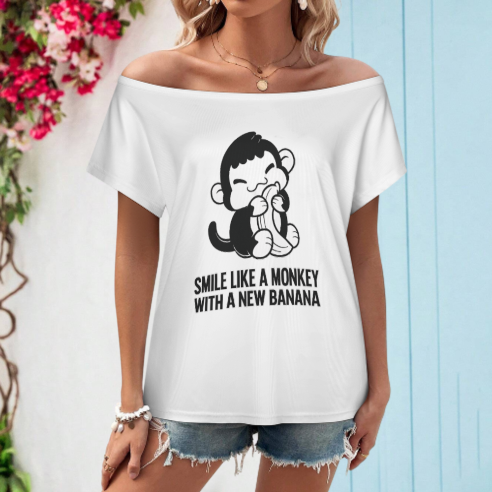 Funny Monkey Banana Graphic Tee – Cute Positive Quote Cartoon Shirt(z419)