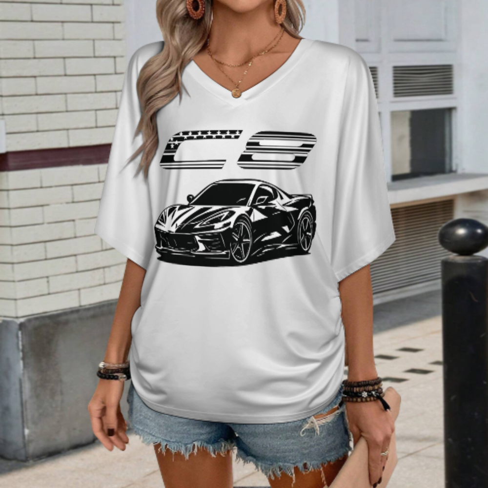 C8 American Muscle Car Graphic Tee – Retro Sports Car Streetwear Shirt(z436)