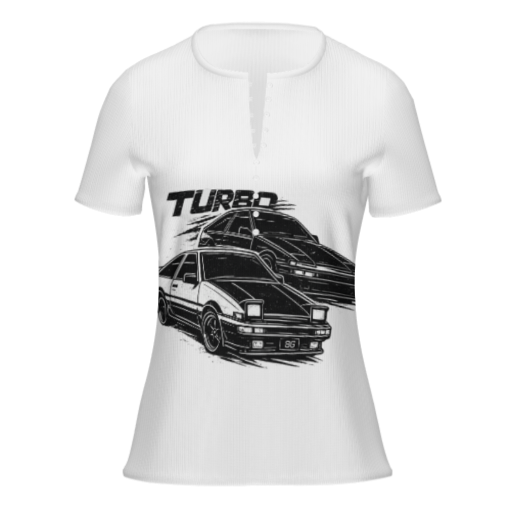 Turbo JDM Drift Car Graphic Tee – Retro Japanese Street Racing Shirt for Women(z459)