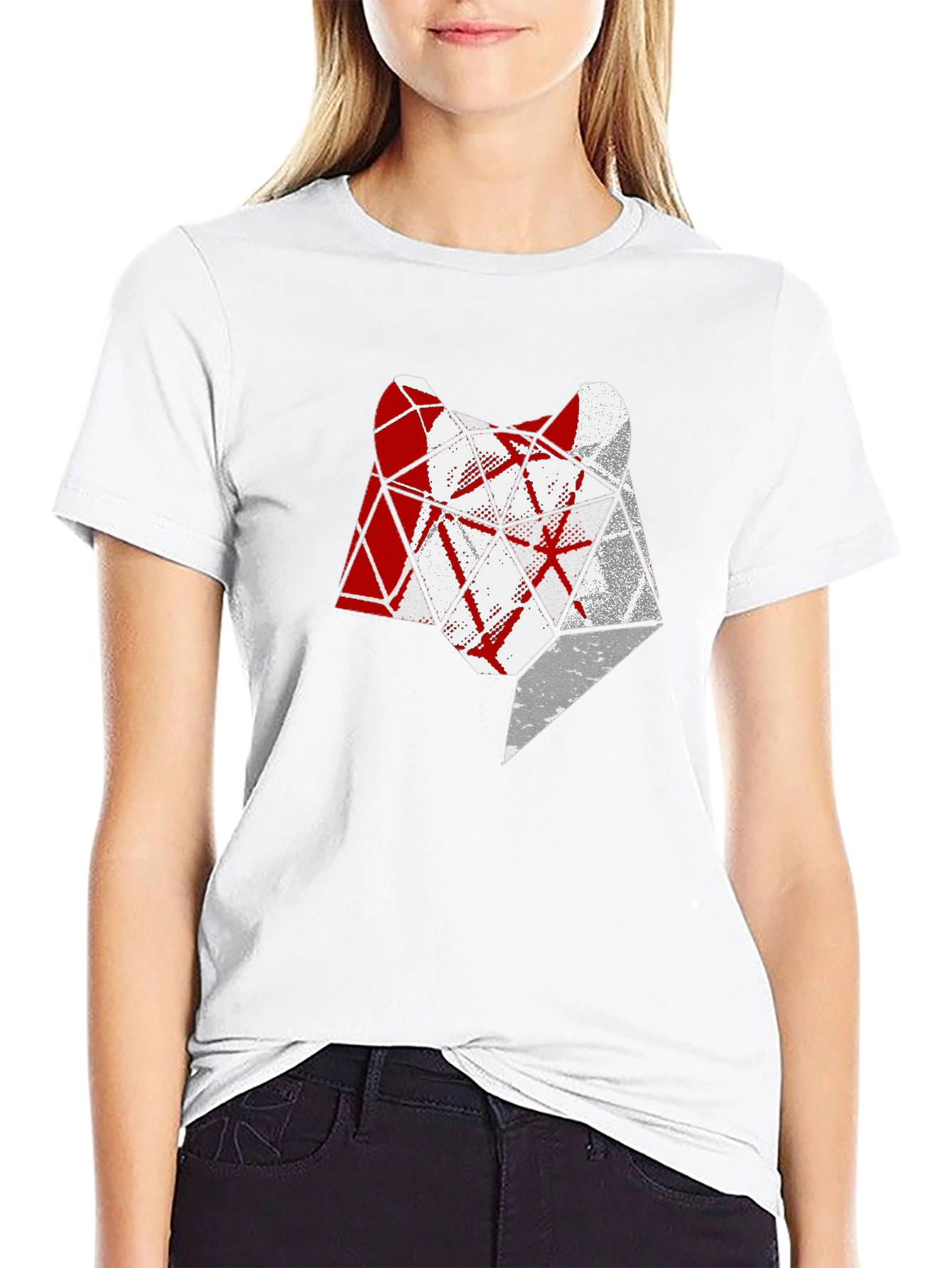 Geometric Wolf Head T-Shirt - Modern Graphic Tee
