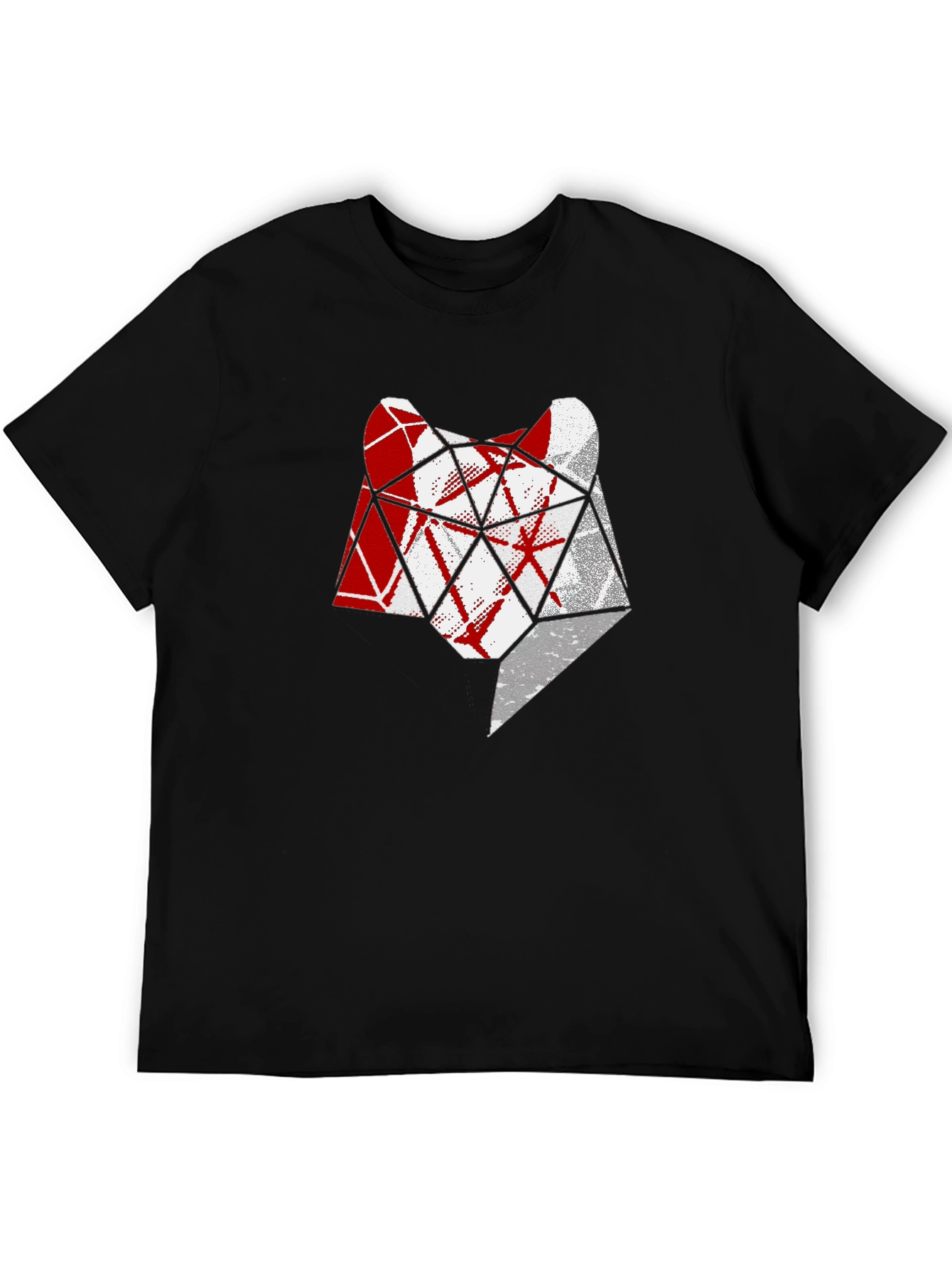 Geometric Wolf Head T-Shirt - Modern Graphic Tee