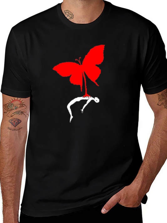 Butterfly Silhouette Graphic Tee - Black