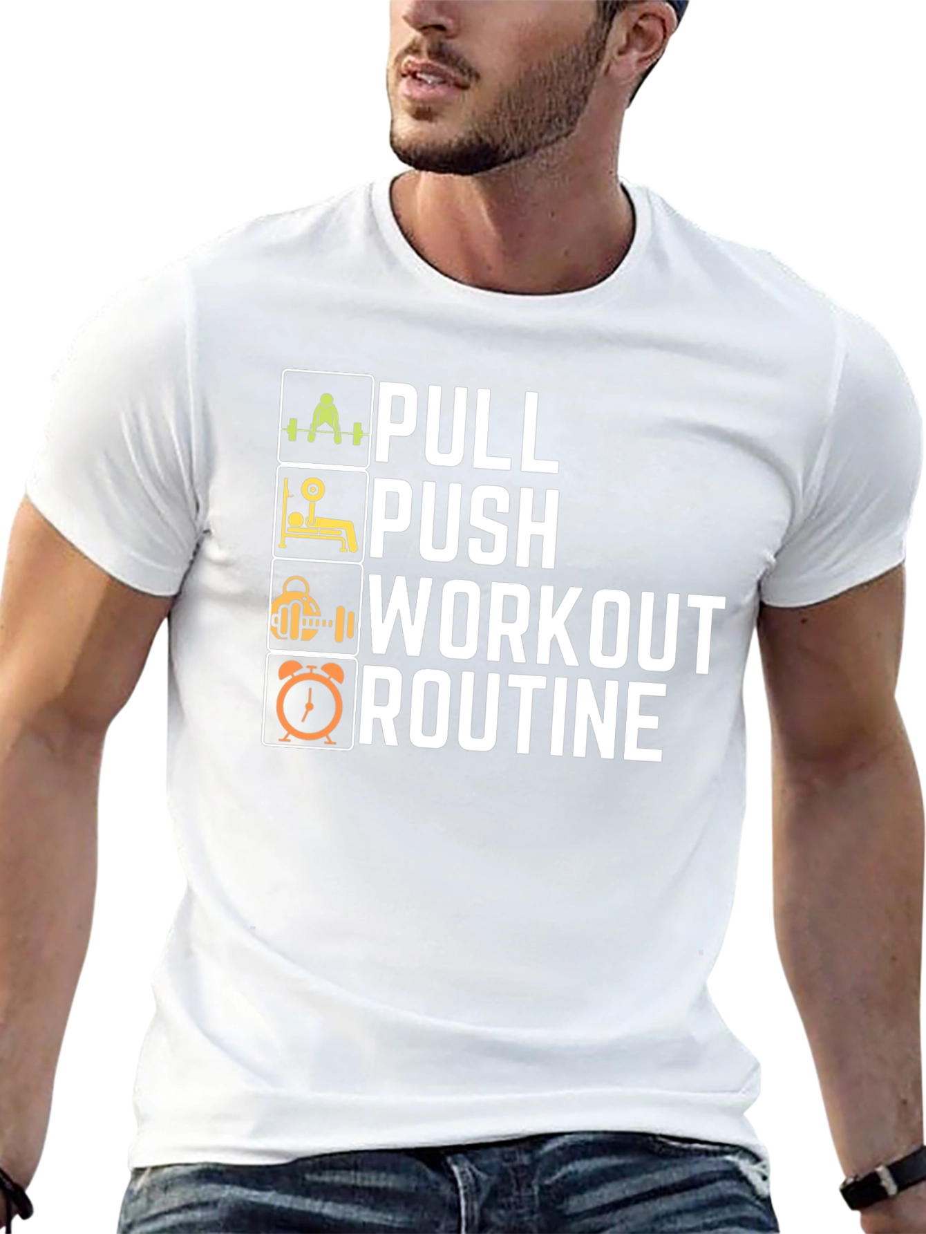 Pull Push Workout Routine Mens T-Shirt - Black
