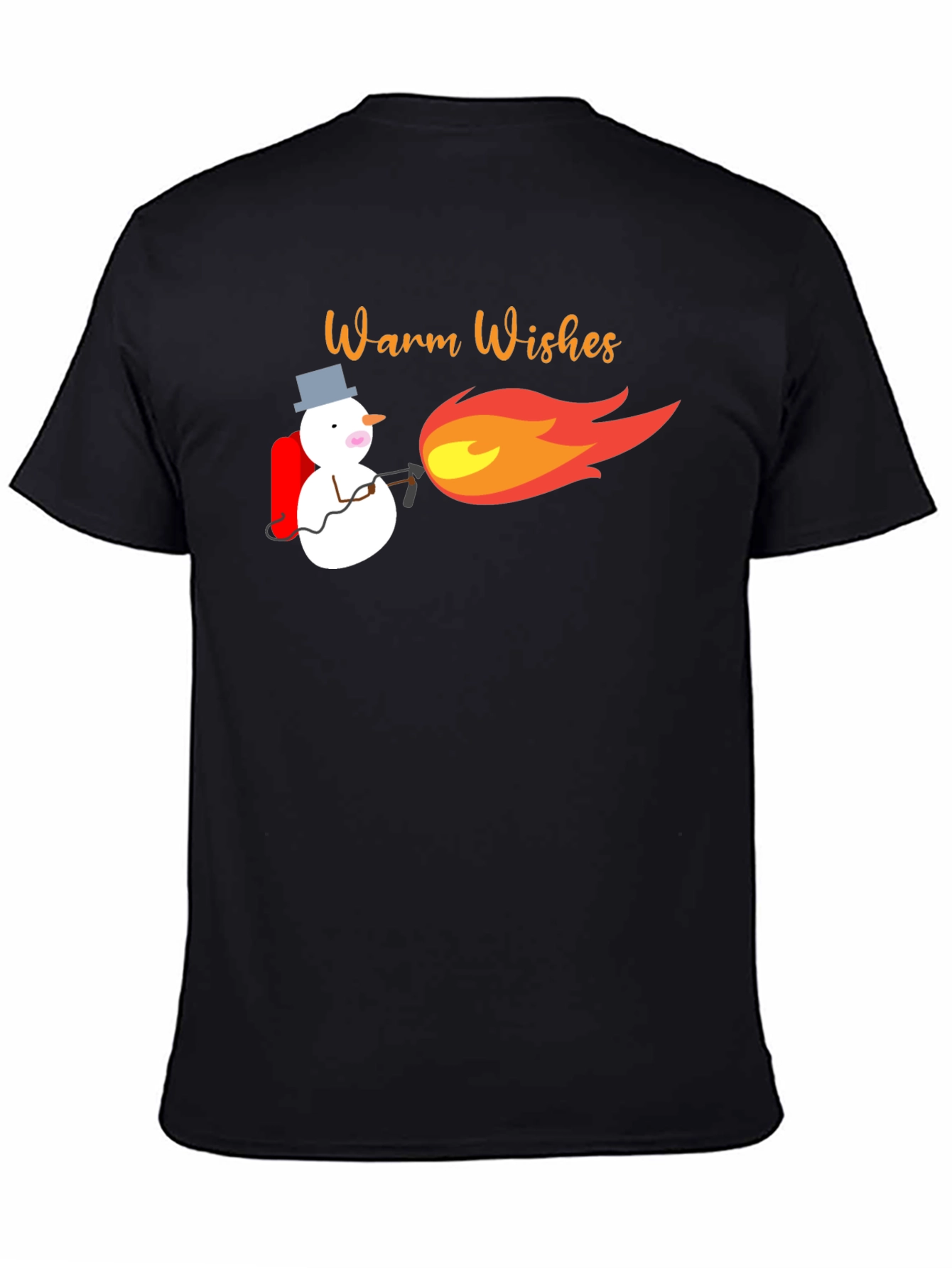 Warm Wishes Snowman Blowtorch Black T-Shirt