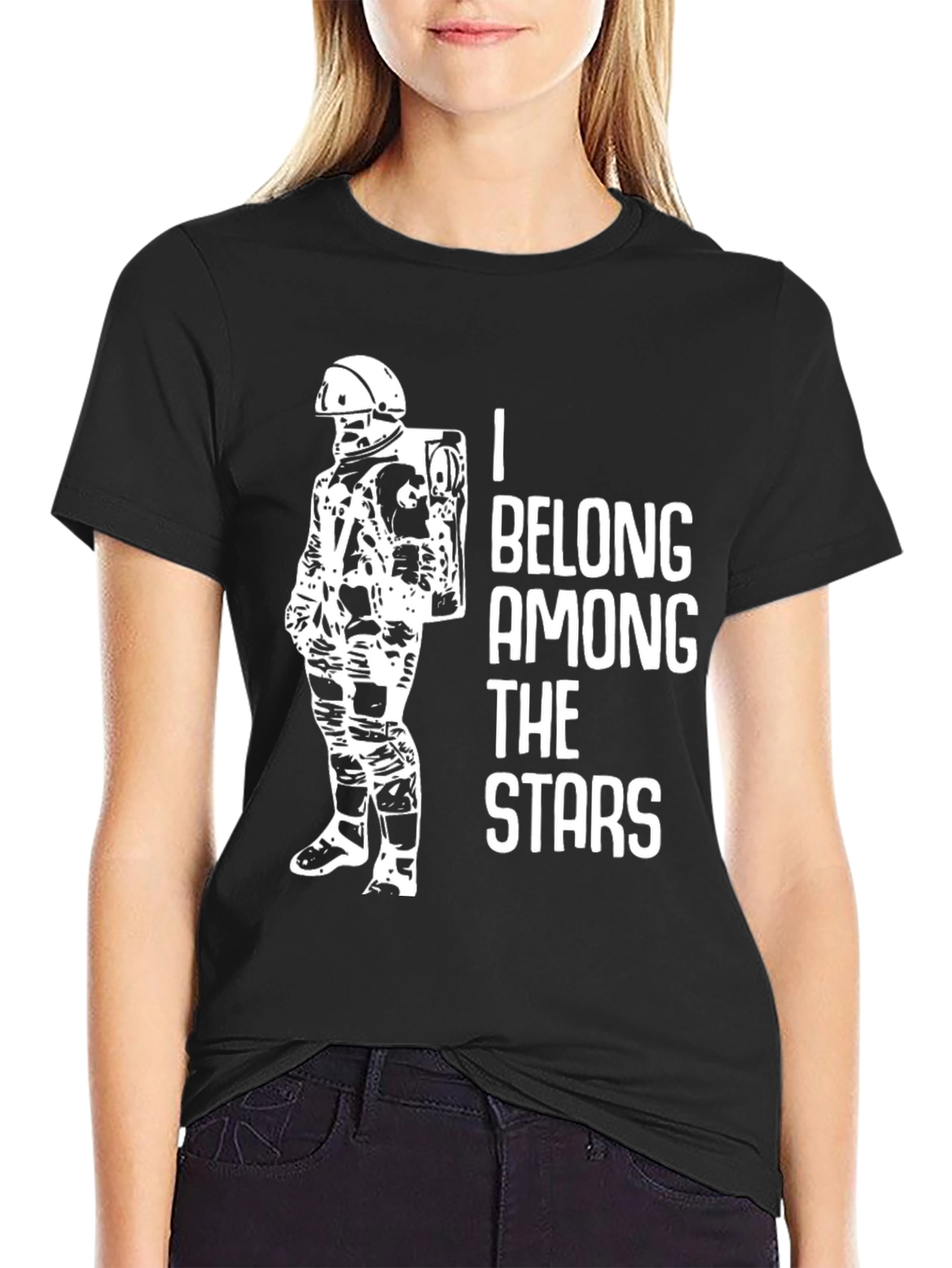 Astronaut Graphic Black T-Shirt - Belong Among The Stars