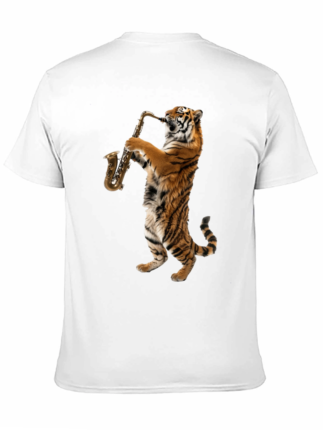 Tiger Saxophone Graphic T-Shirt - Cool Animal Tee