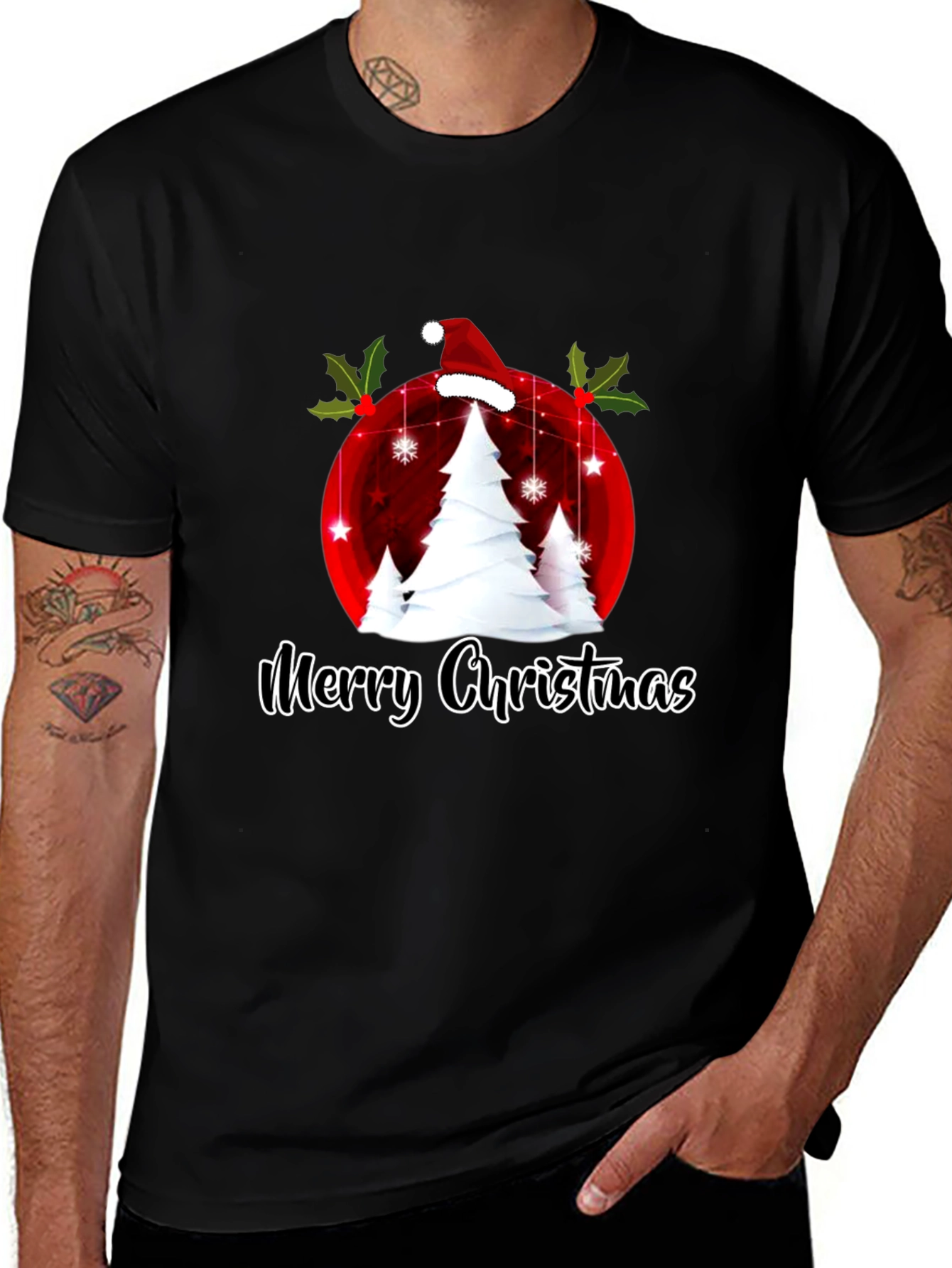 Festive Merry Christmas Tree Graphic Tee