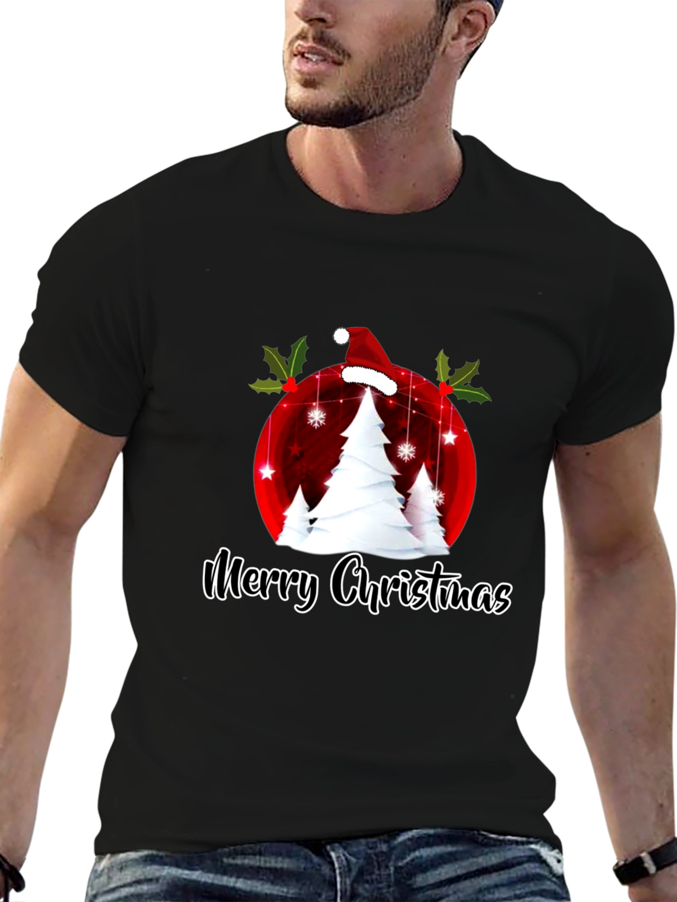 Festive Merry Christmas Tree Graphic Tee
