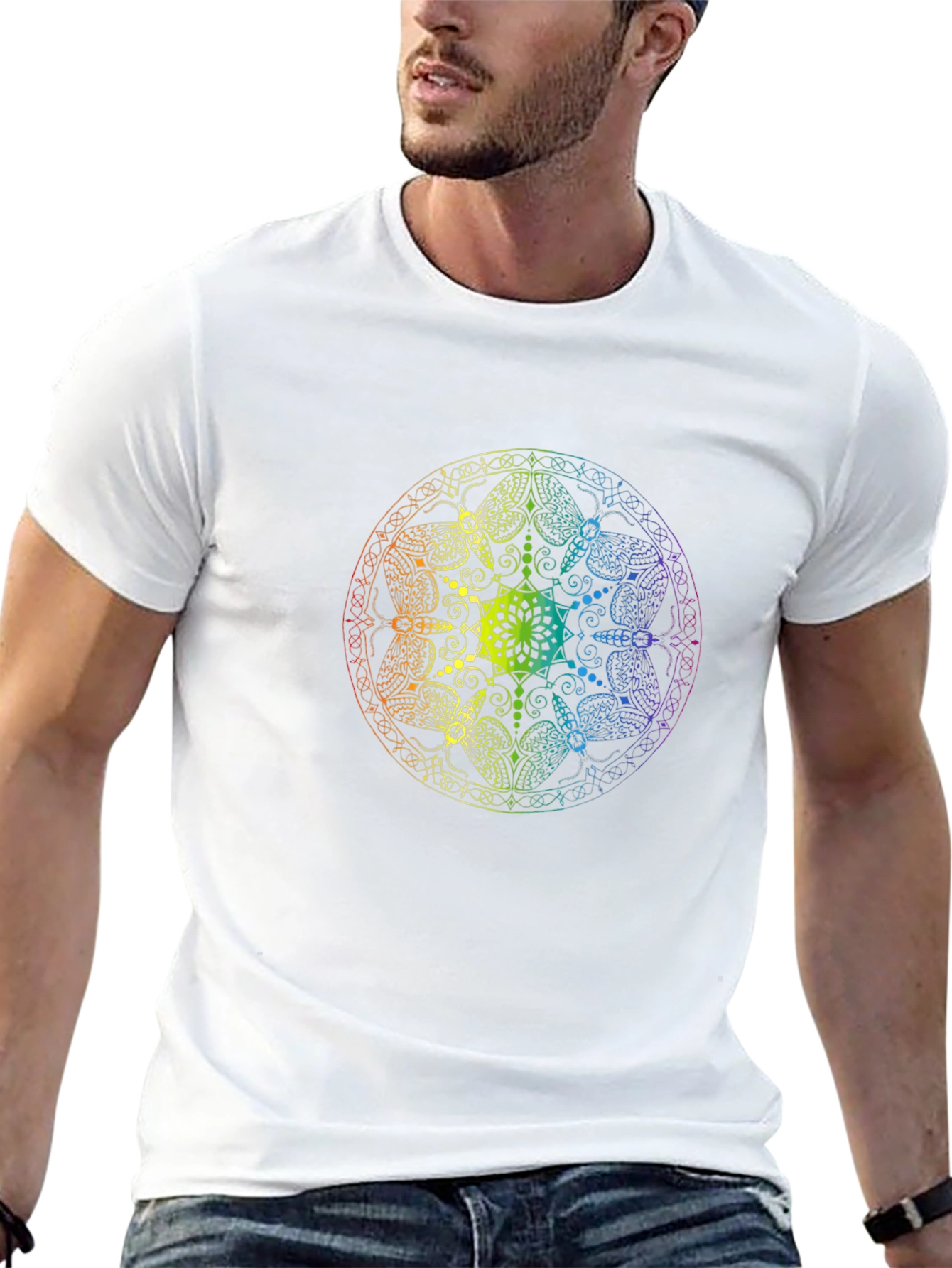 Rainbow Mandala Graphic Black T-Shirt