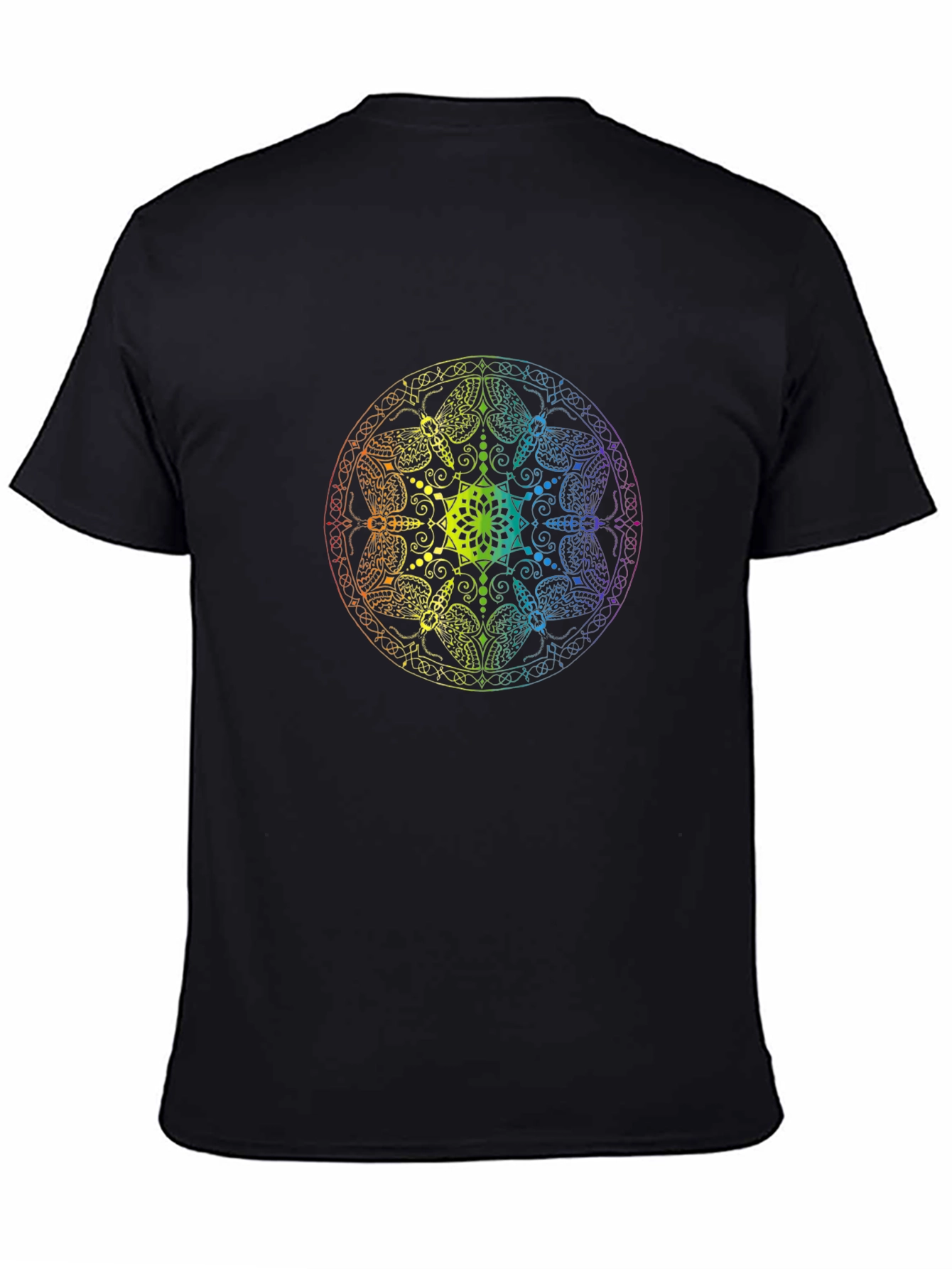 Rainbow Mandala Graphic Black T-Shirt