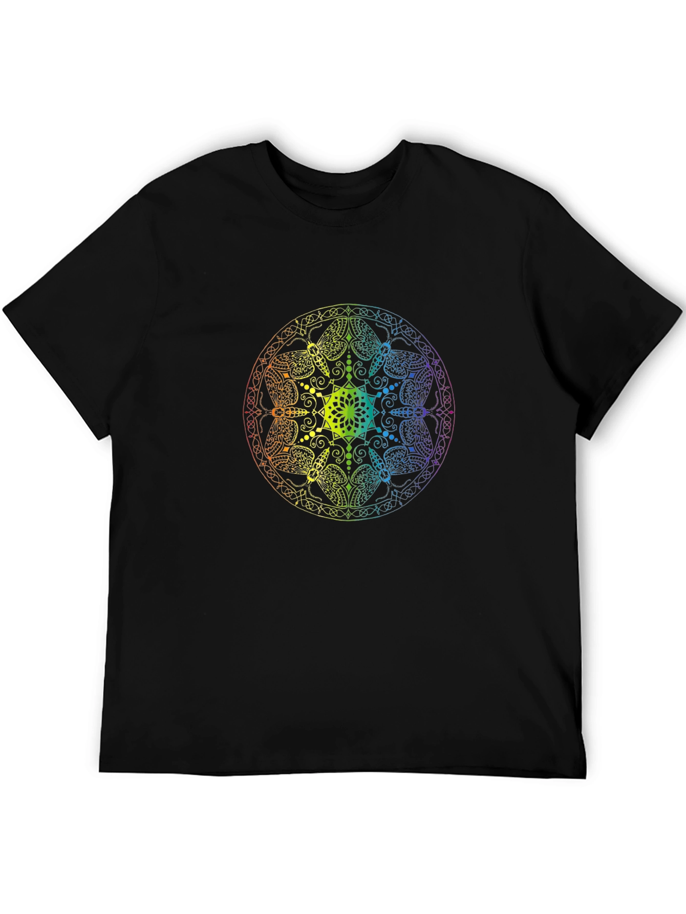 Rainbow Mandala Graphic Black T-Shirt