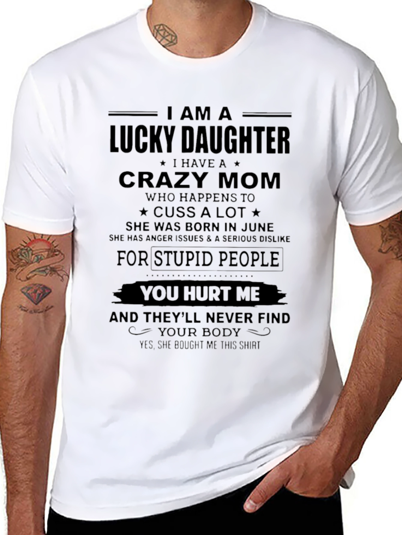 Lucky Daughter Crazy Mom Graphic T-Shirt