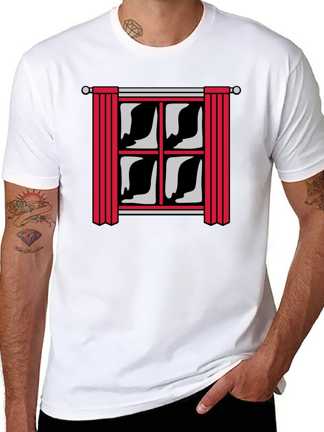 Window Graphic Print Mens Black T-Shirt