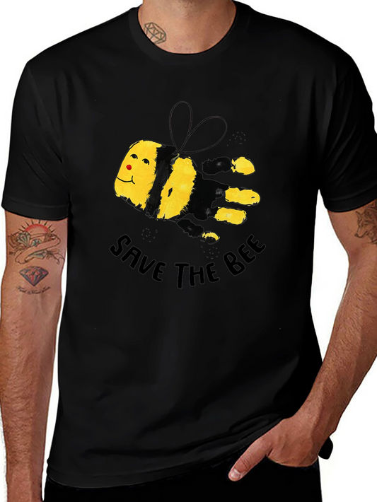 Save the Bees Black Graphic Tee - Handprint Art Design