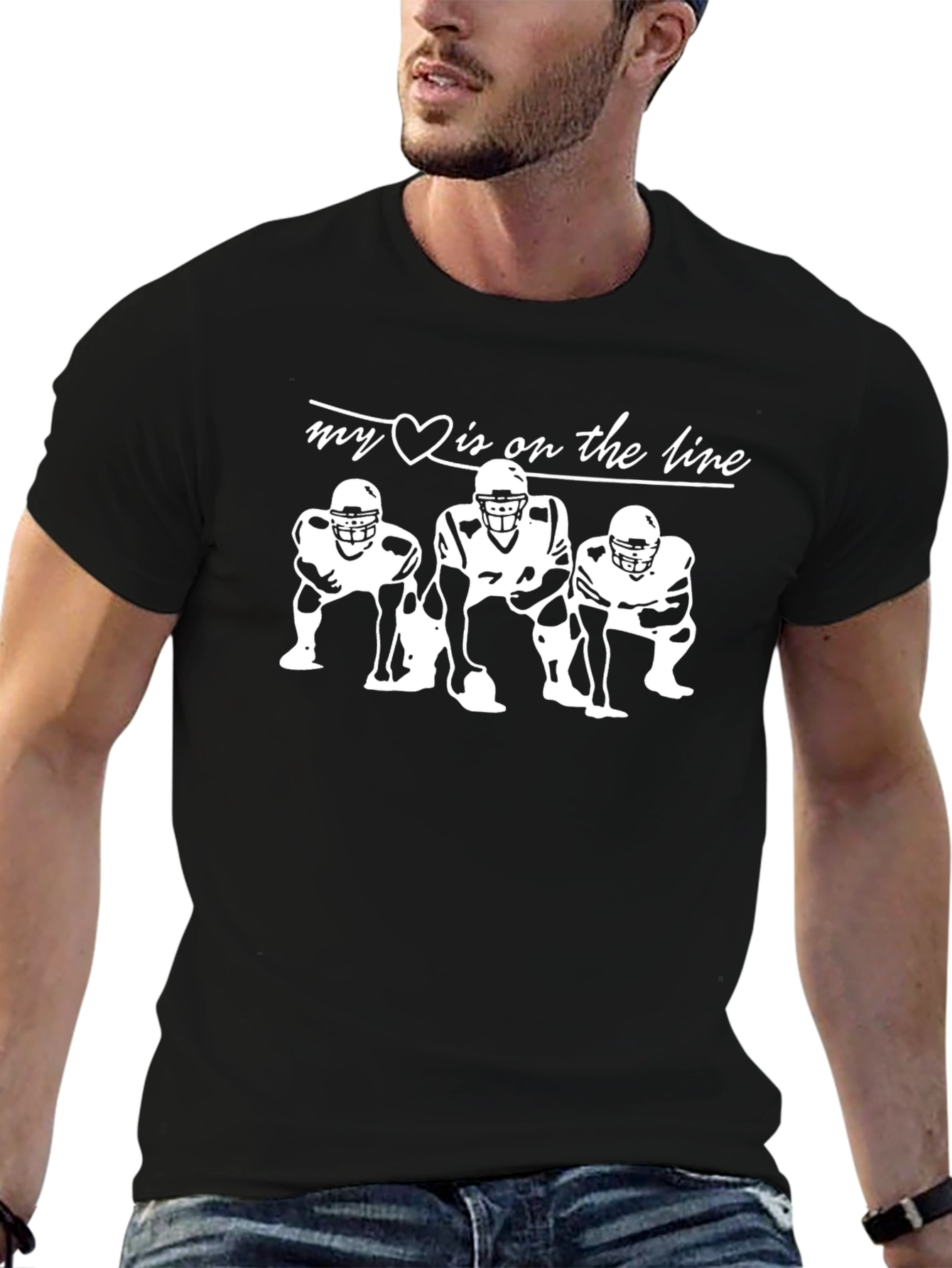Football My Heart is on the Line Graphic T-Shirt
