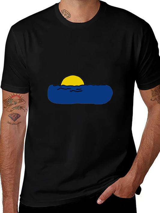 Sunset Waves Graphic Black T-Shirt