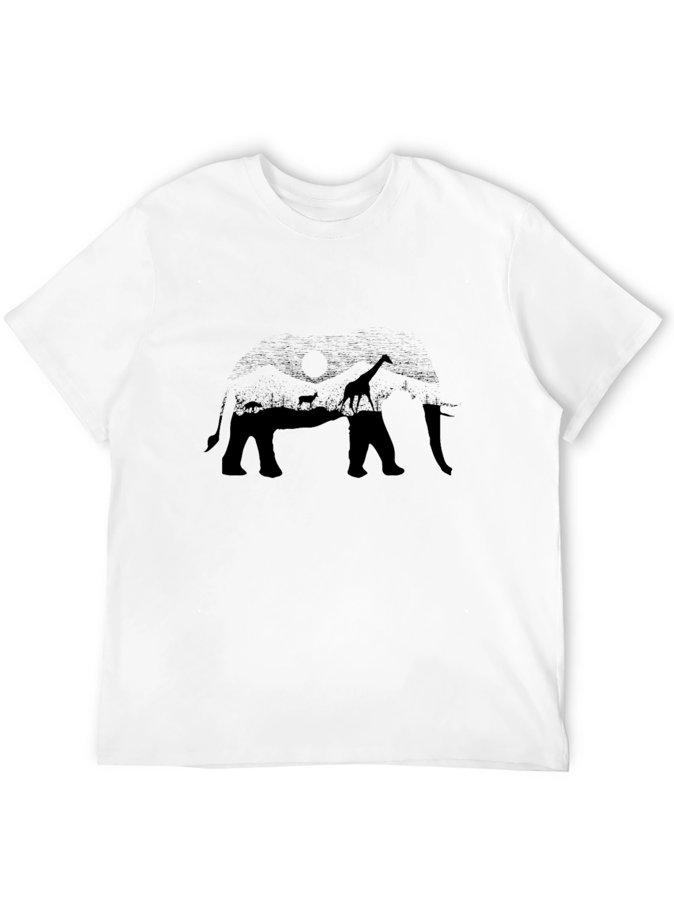 Elephant Silhouette Graphic Tee - Black