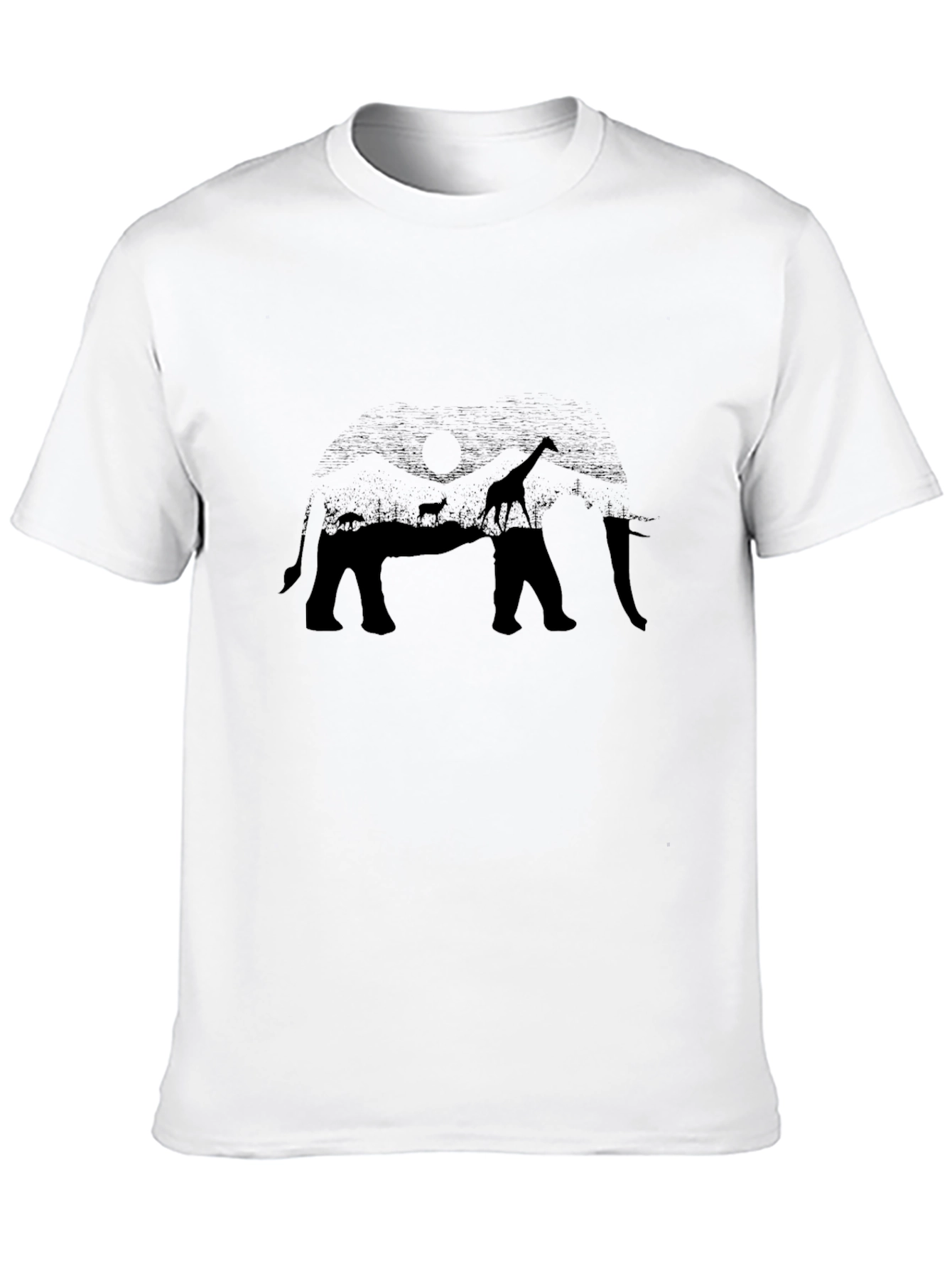 Elephant Silhouette Graphic Tee - Black