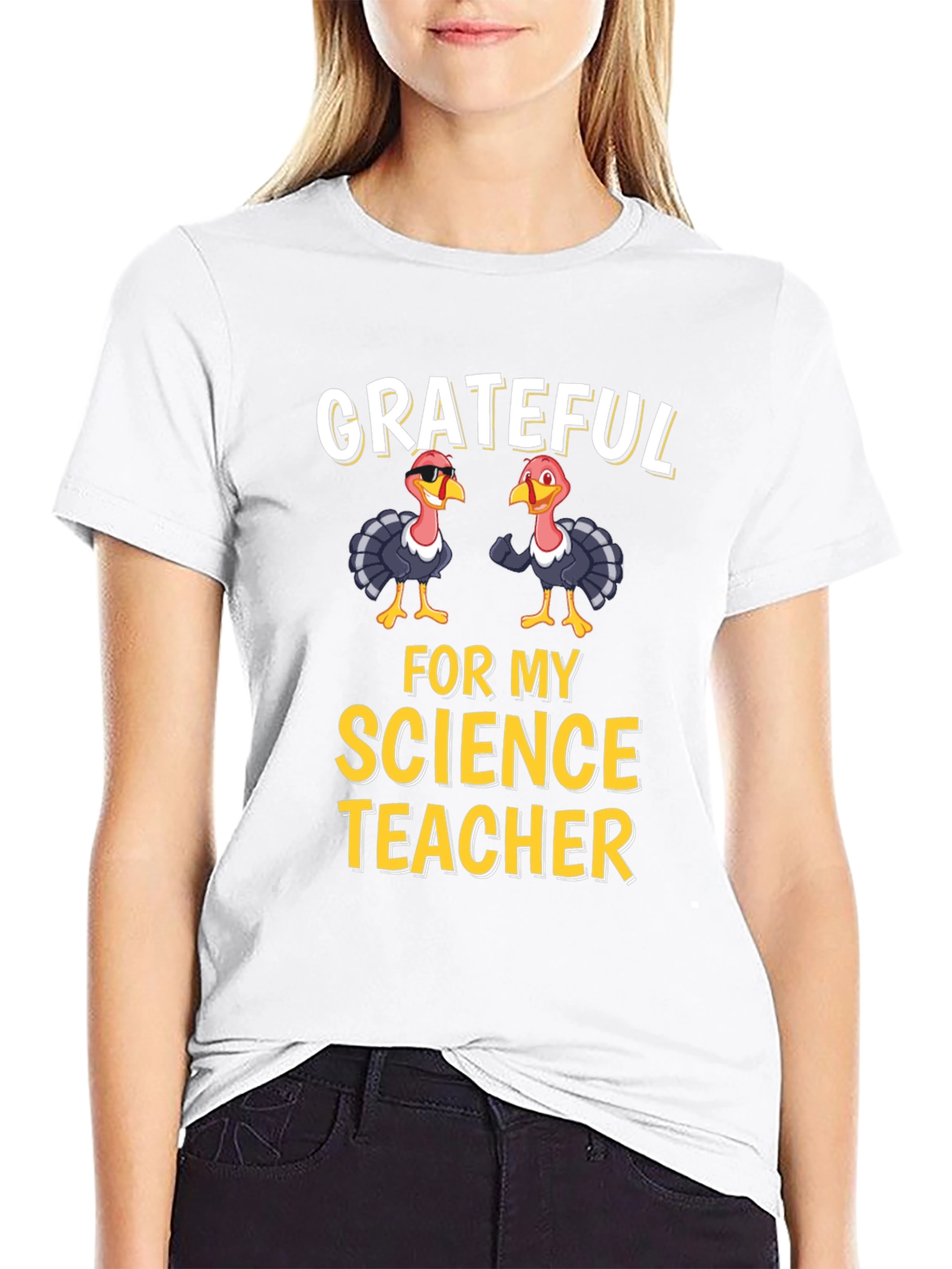 Grateful Science Teacher Thanksgiving Turkey T-Shirt