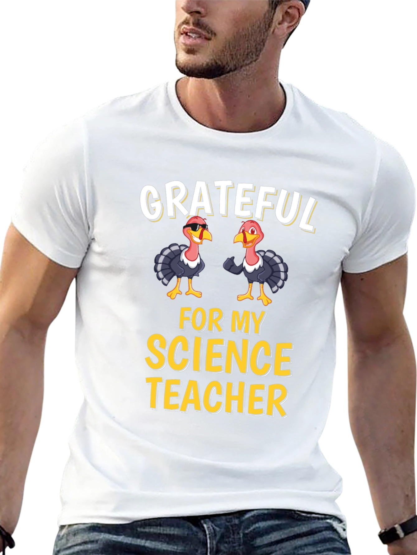Grateful Science Teacher Thanksgiving Turkey T-Shirt