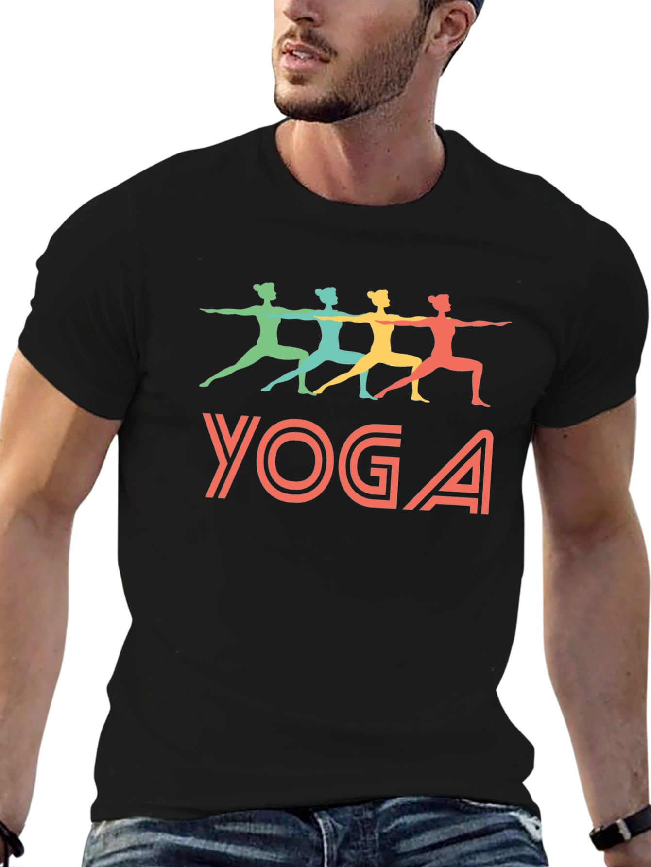 Yoga Poses Graphic Tee - Mens Black T-Shirt