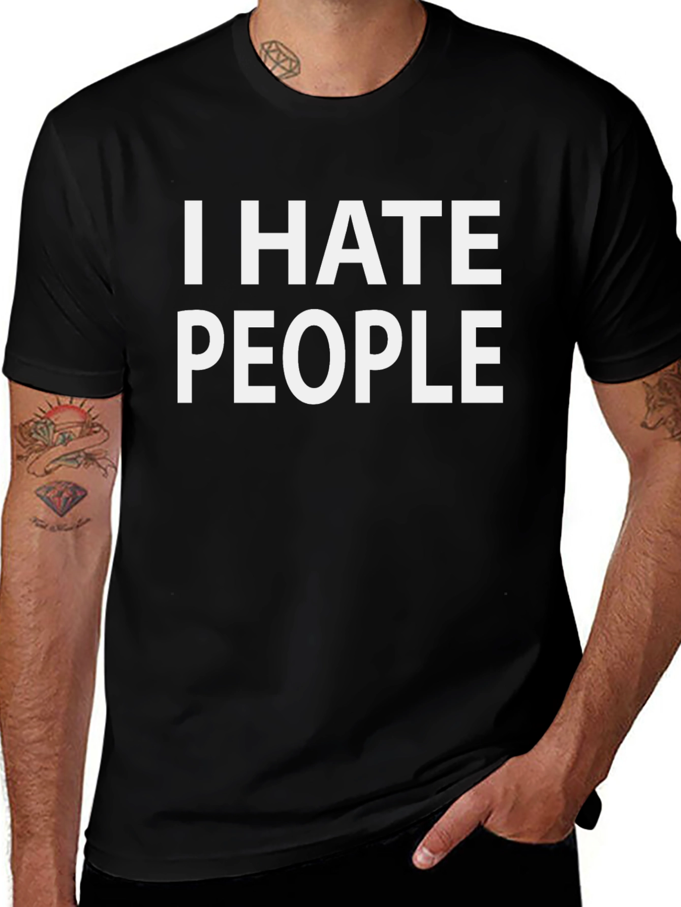 I HATE PEOPLE Graphic Tee - Black Cotton T-Shirt